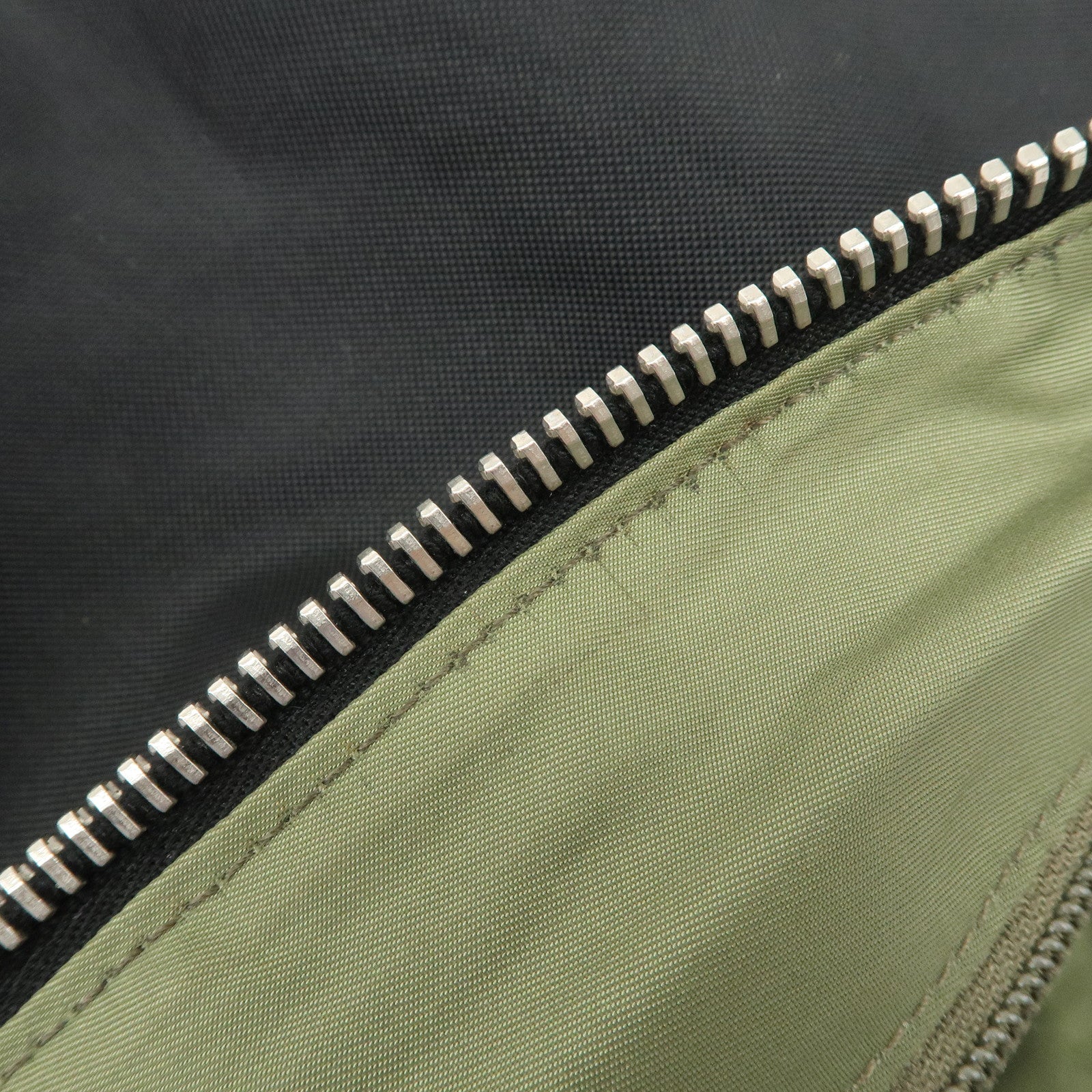 CHANEL Sports Nylon COCO Mark Shoulder Bag Black Khaki Used