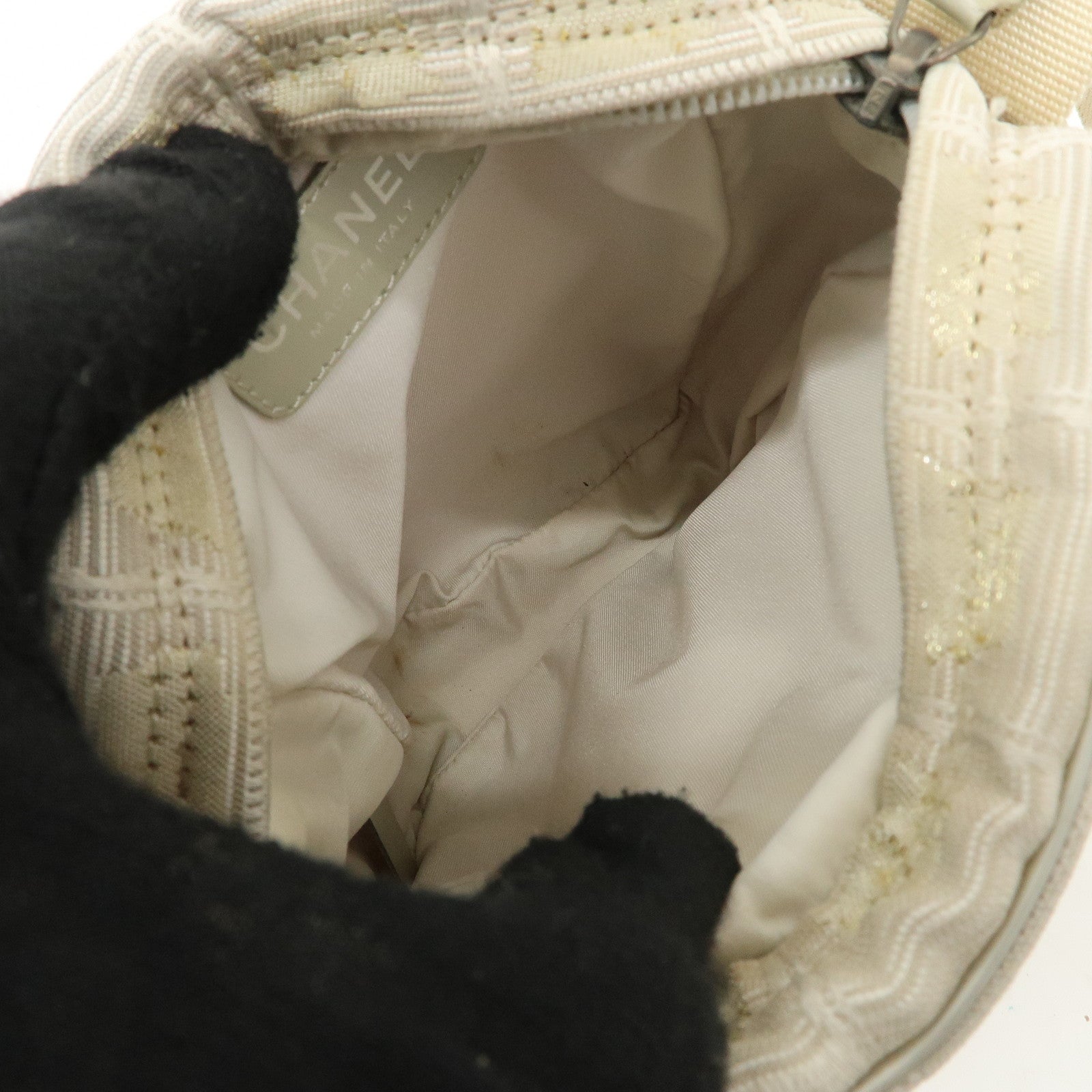 CHANEL New Travel Line Nylon Jacquard Leather Shoulder Bag Used