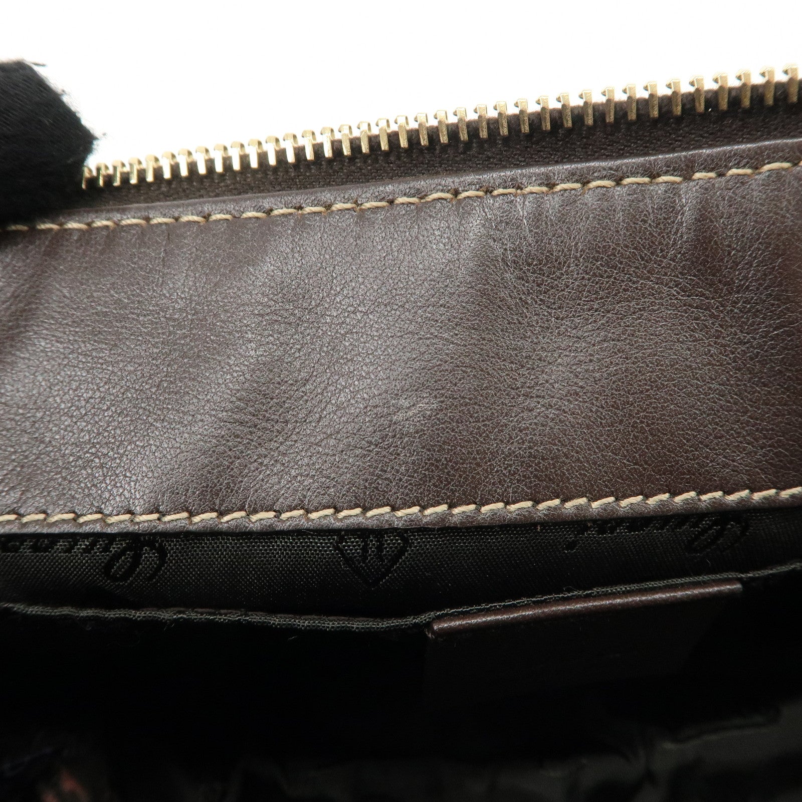 GUCCI Hysteria GG Crystal Leather Pouch Beige Brown 203632 Used