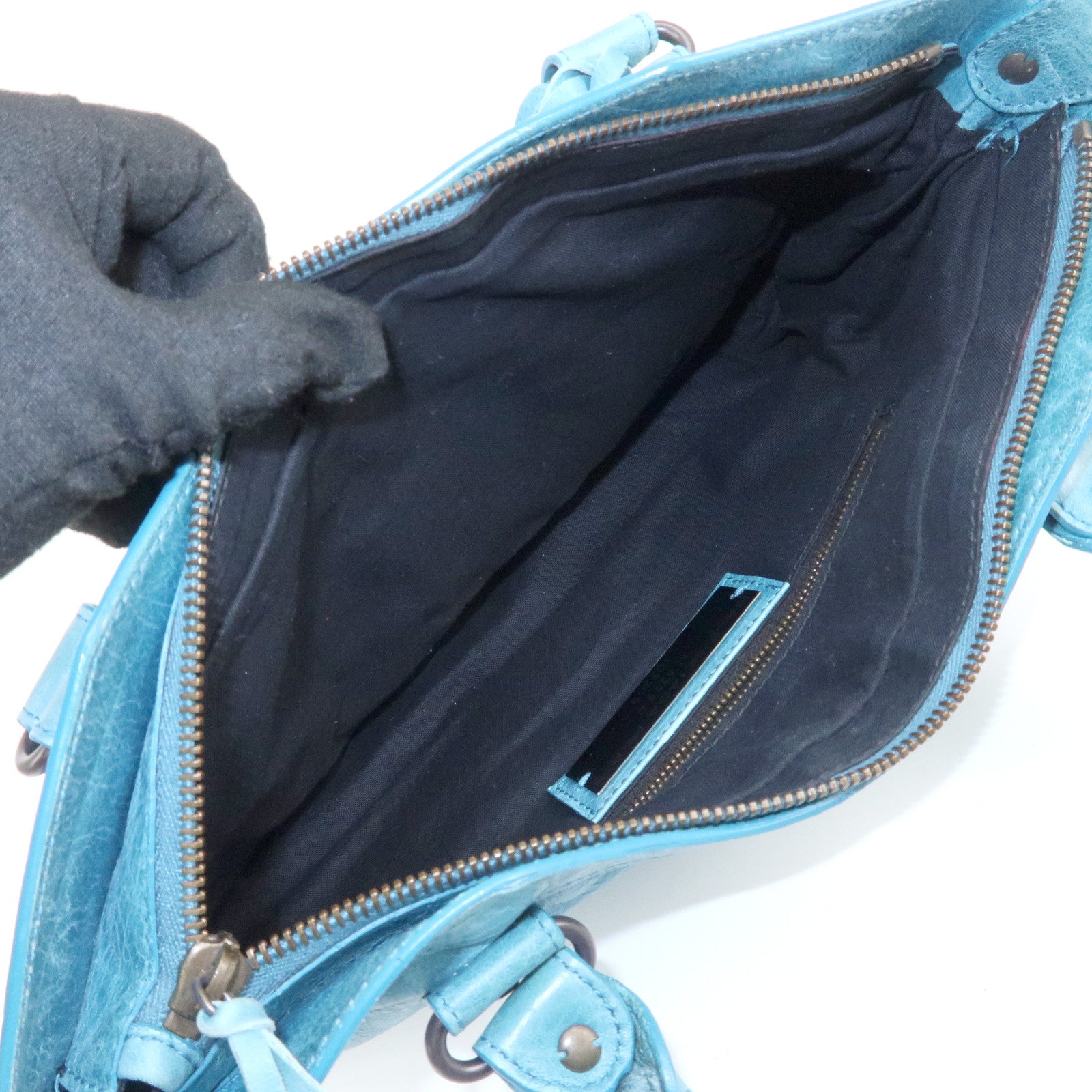 BALENCIAGA The First Leather 2Way Shoulder Bag Hand Bag Blue Used