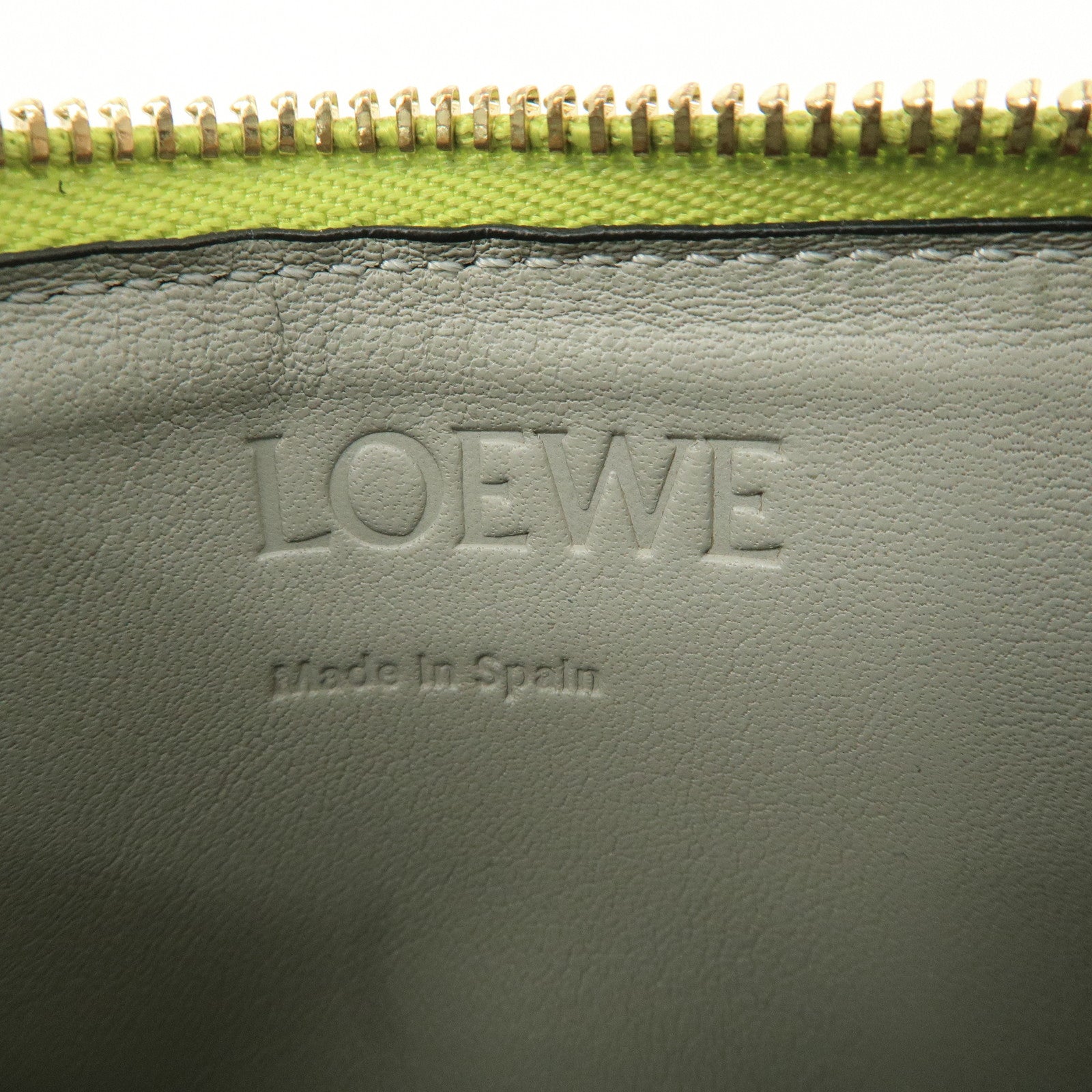 LOEWE Anagram Leather Coin Case Fragment Case Yellow Khaki Used