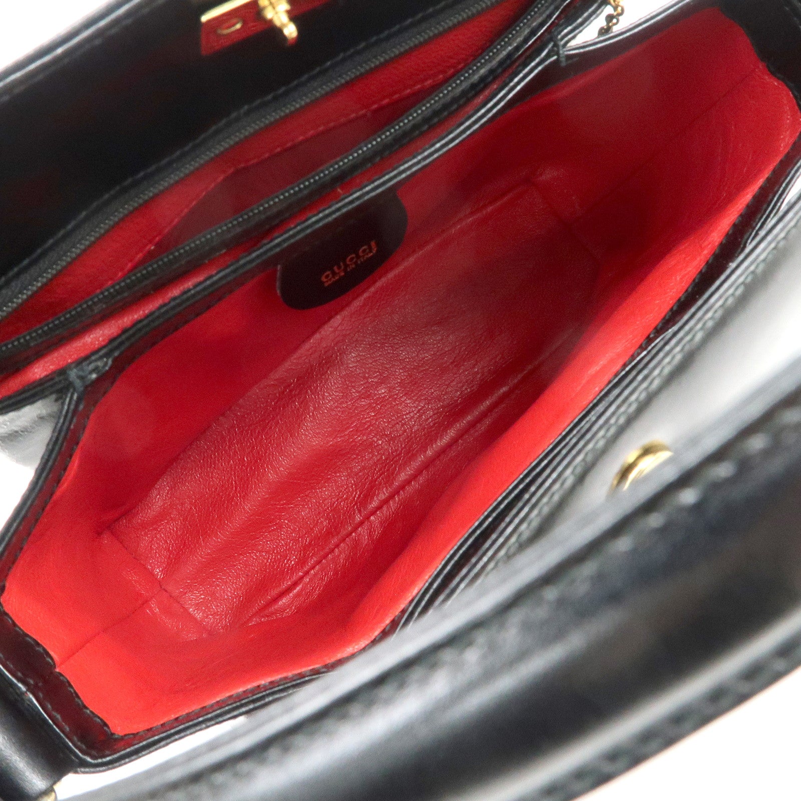 GUCCI Bamboo Leather Hand bag Shoulder Bag Black 000.1781.0175 Used