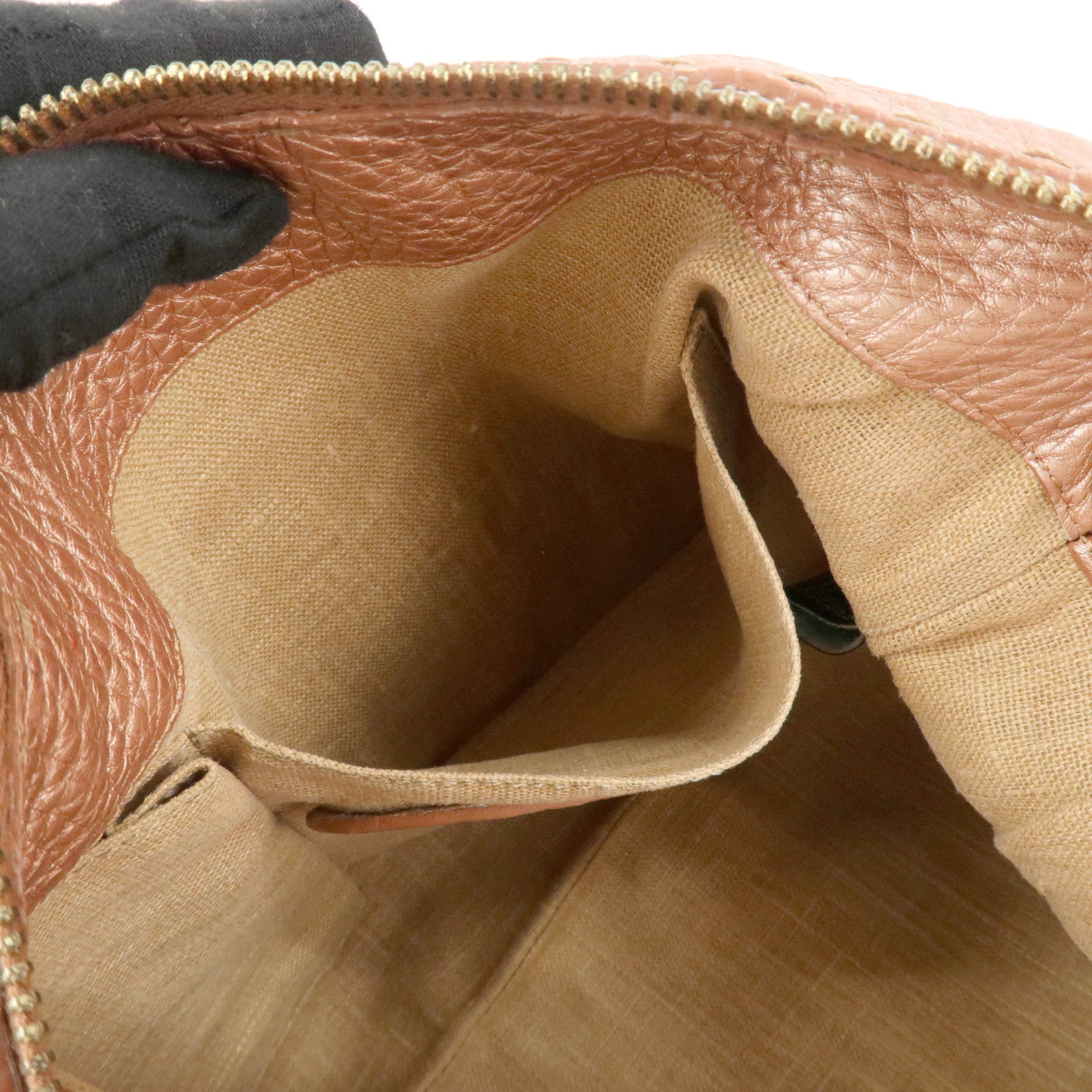 FENDI Zucca Canvas Leather Shoulder Bag Brown Black 8BT146 Used