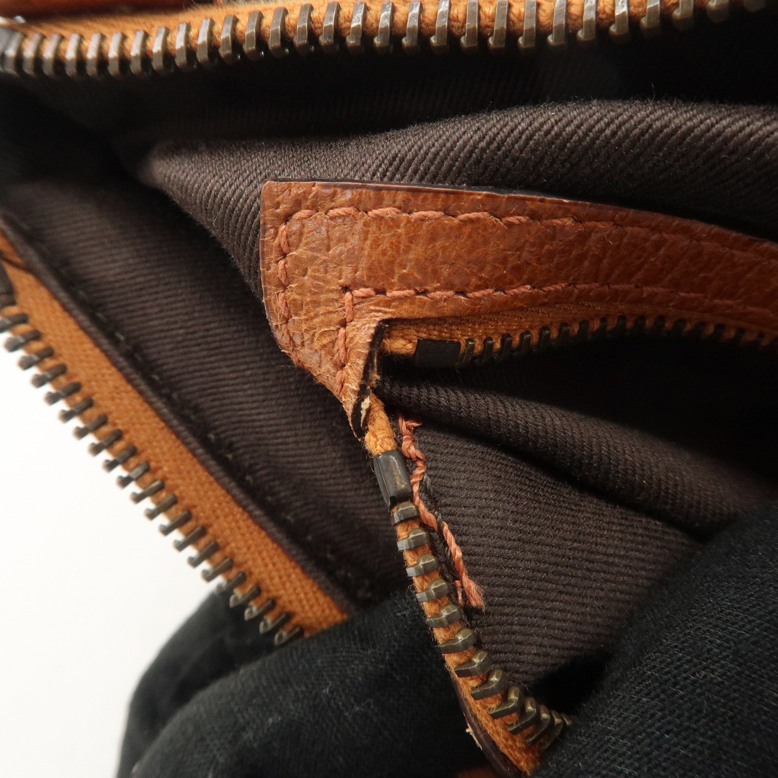 GUCCI GG Canvas Leather Shoulder Bag Brown 120893 Used