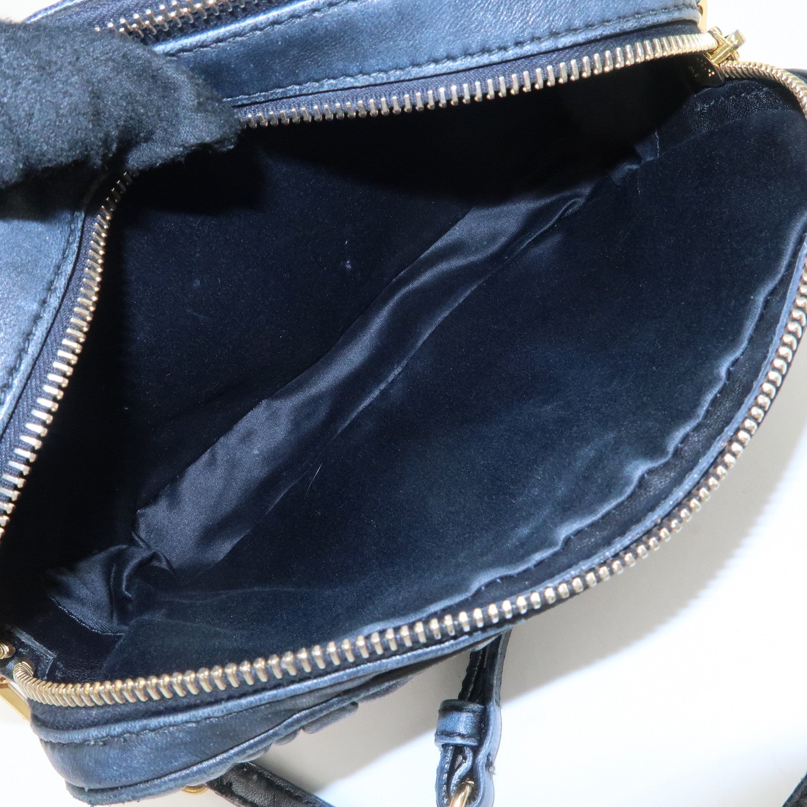 MIU MIU Matelasse Leather Shoulder Bag Black Used