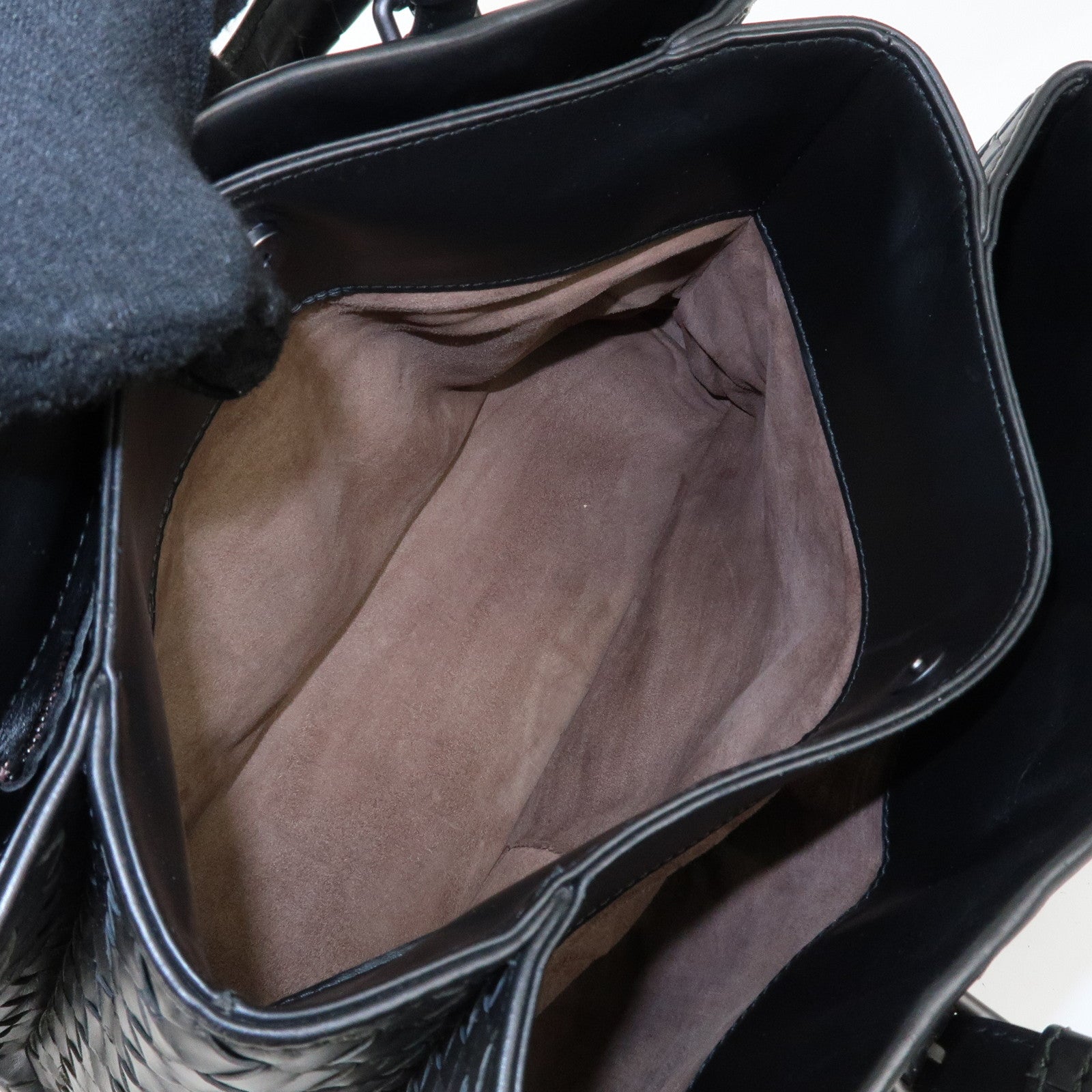 BOTTEGA VENETA Intrecciato Leather Tote Bag Hand Bag Black Used