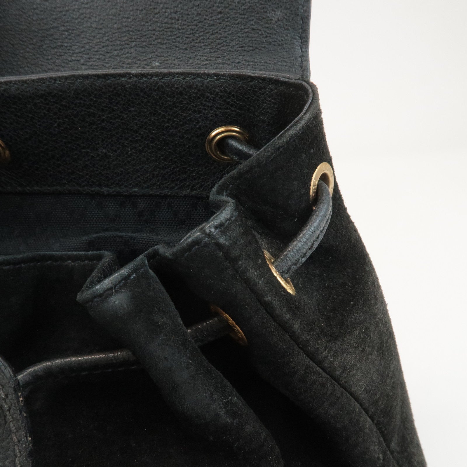 GUCCI Bamboo Suede Leather Mini Back Pack Black 00.2034.0030 Used