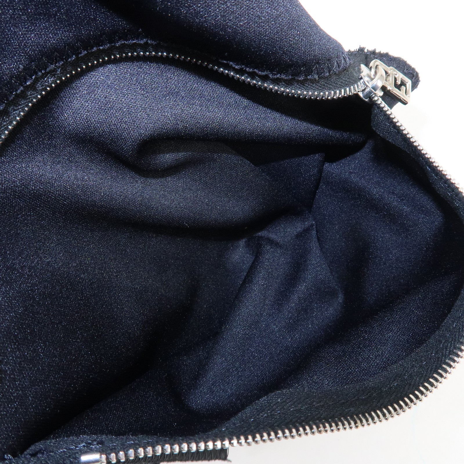 FENDI Mamma Baguette Nylon Jersey Leather Shoulder Bag Black Used