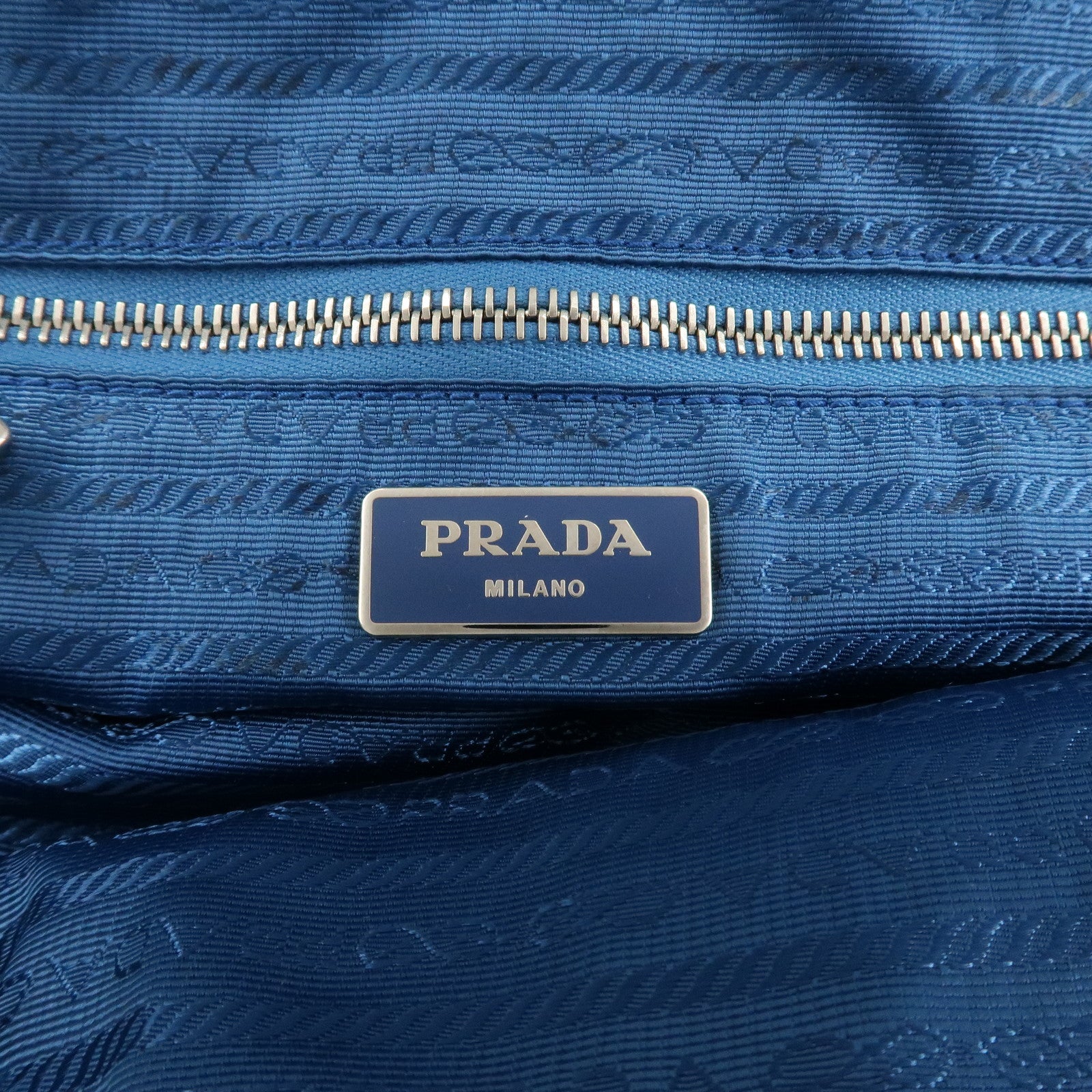 PRADA Nylon Leather 2Way Tote Bag White Blue Used