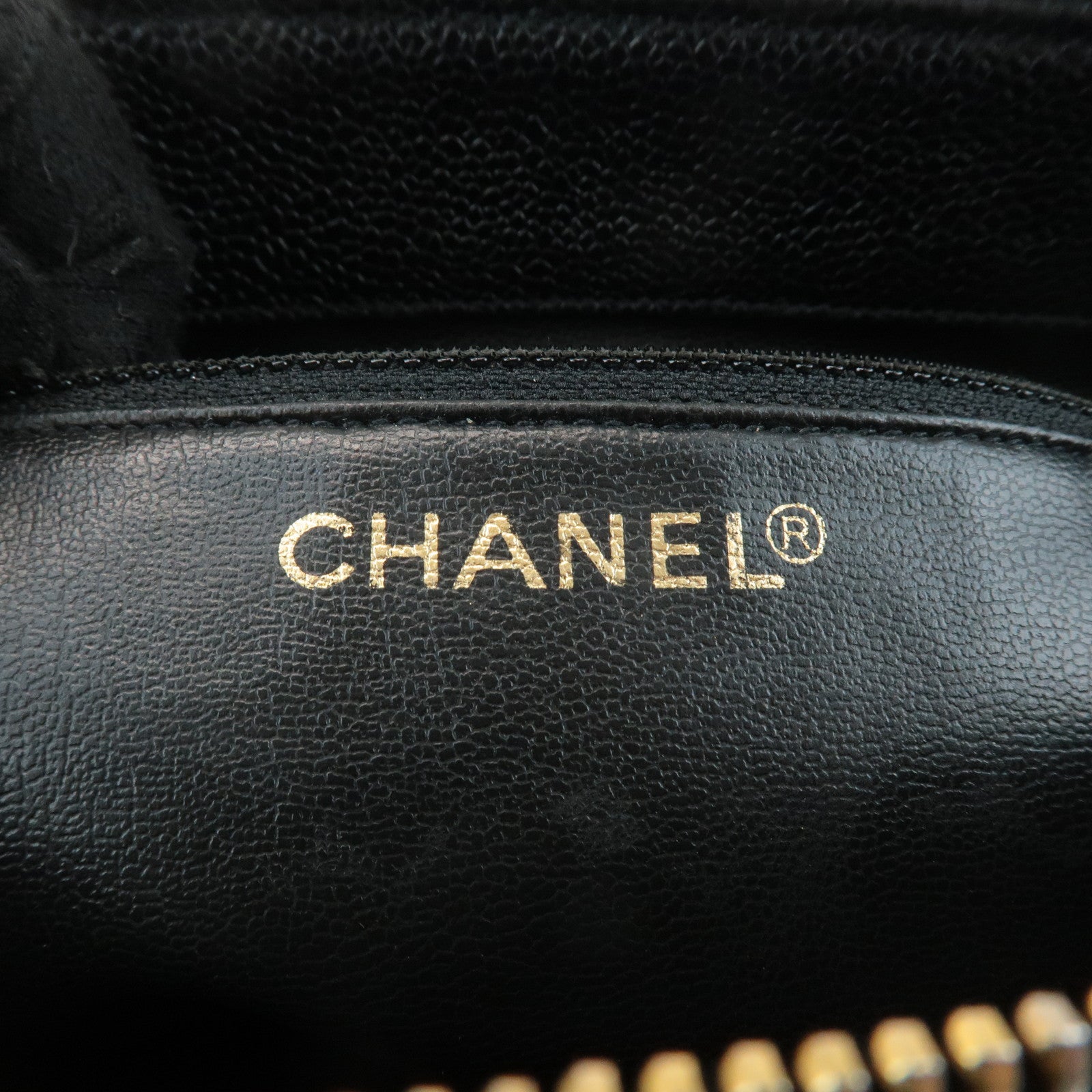 CHANEL COCO Mark Caviar Skin Chain Shoulder Bag Black Used