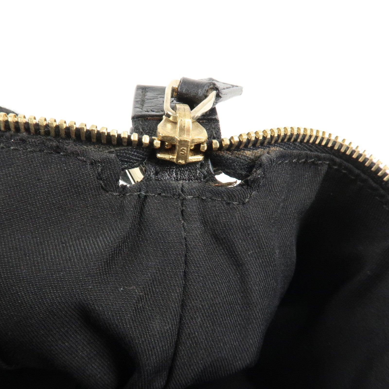 GUCCI Sherry GG Canvas Leather Shoulder Bag Black 145970 Used