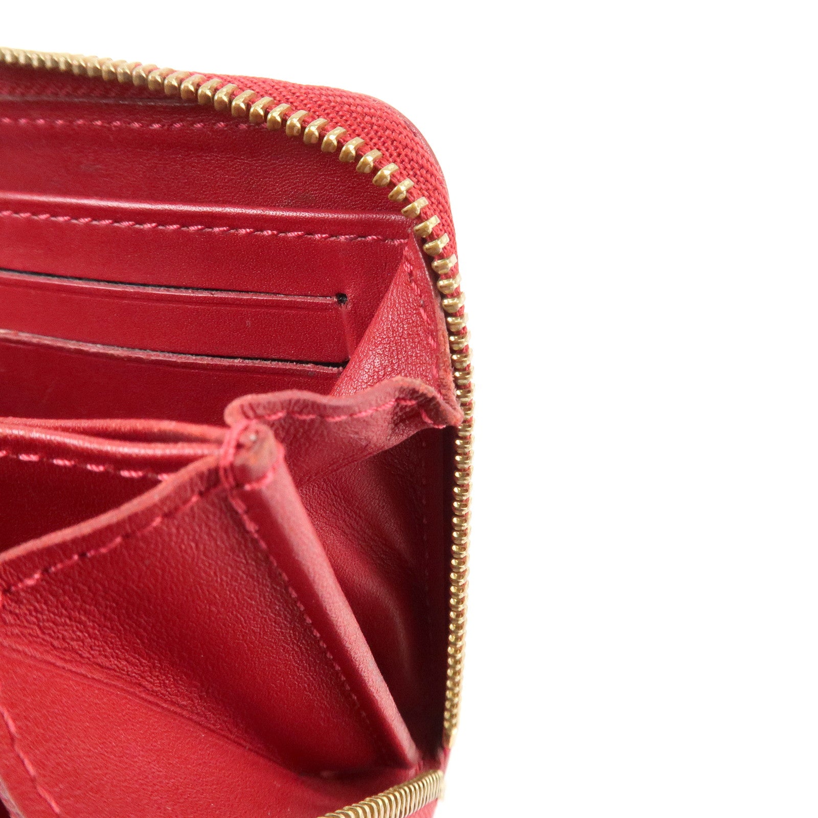 Louis Vuitton Monogram Vernis Zippy Coin Purse M93608 Red Used
