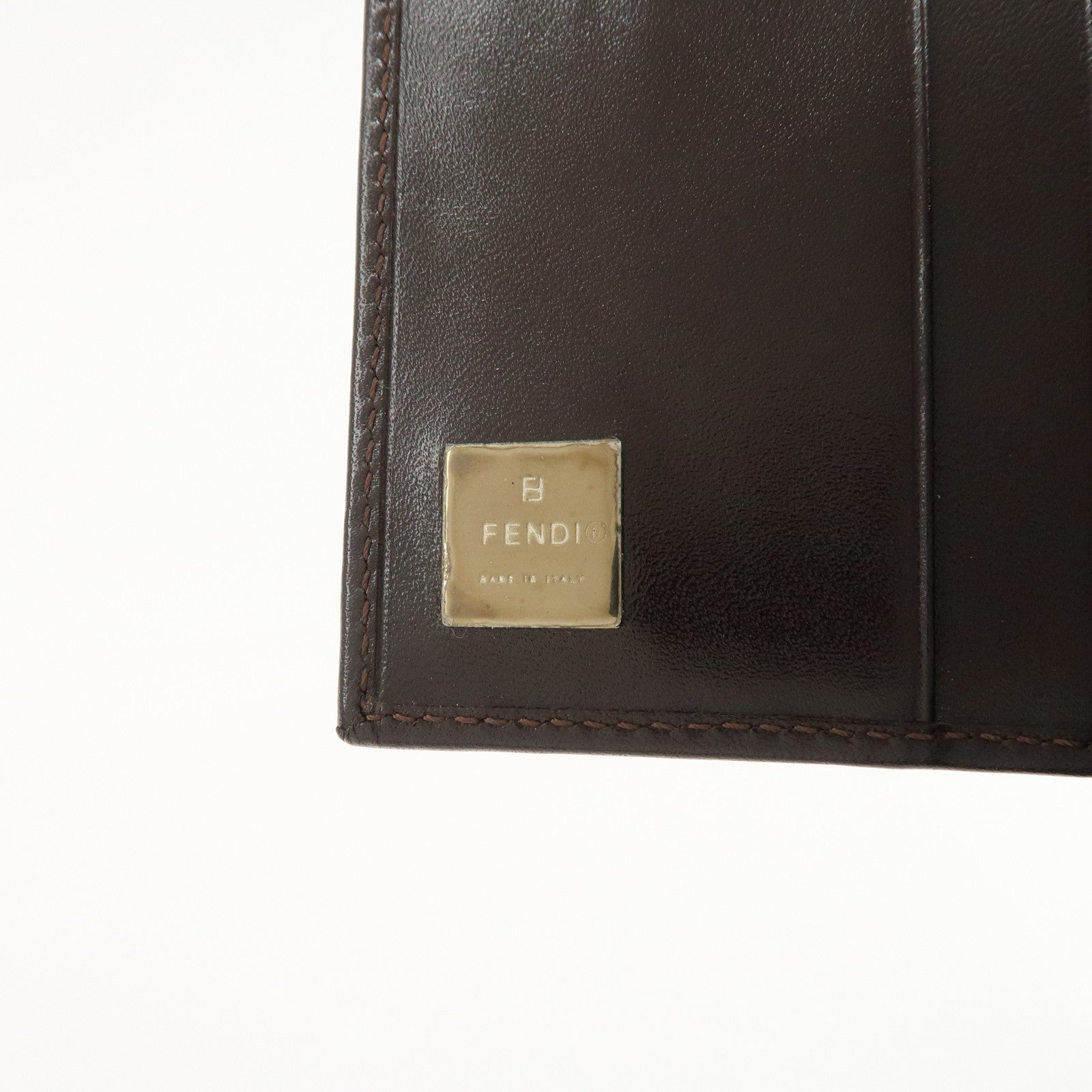 FENDI Zucca Canvas Leather W Hook Bifold Wallet 12671 Used