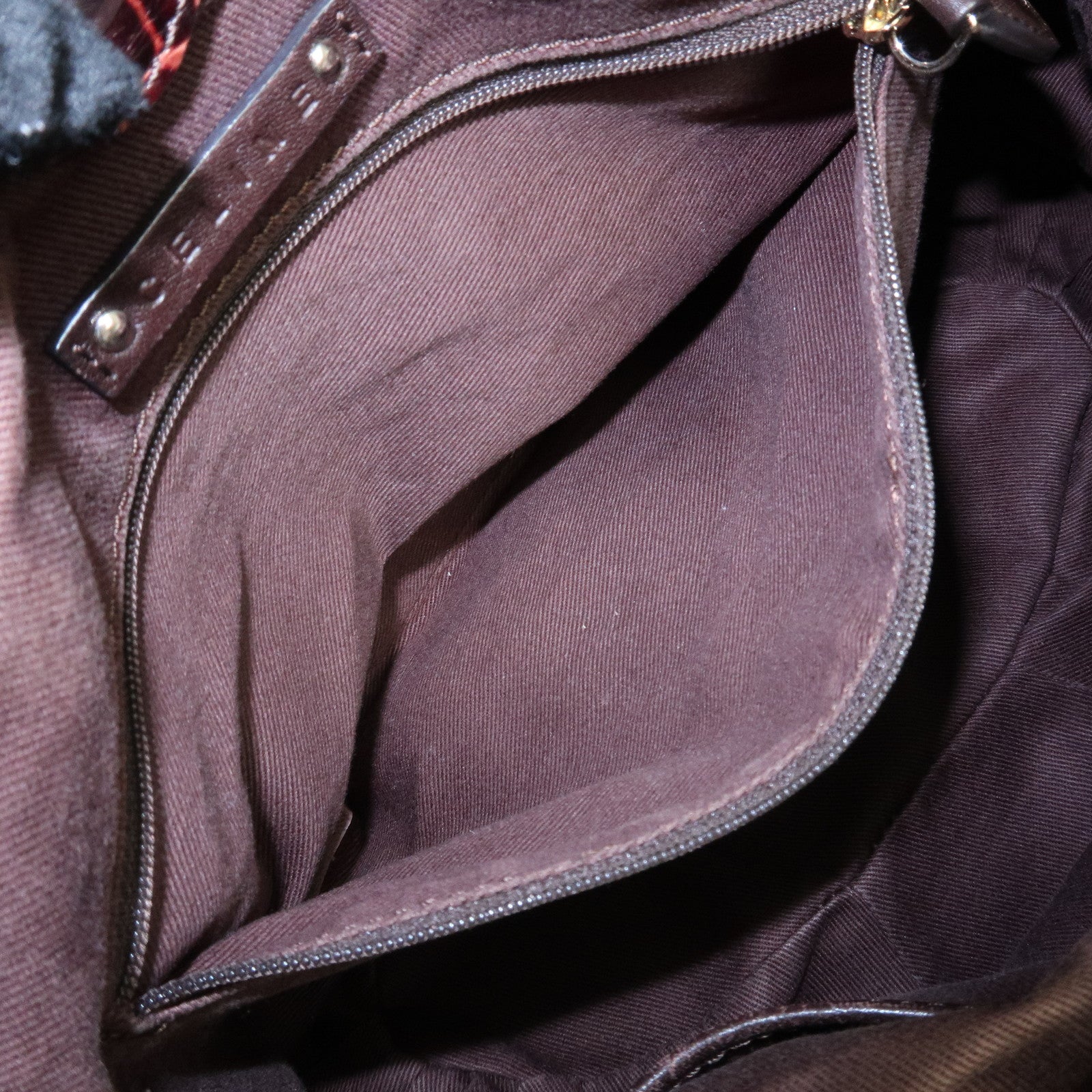 CELINE Macadam Canvas Leather 2Way Shoulder Bag Brown Used