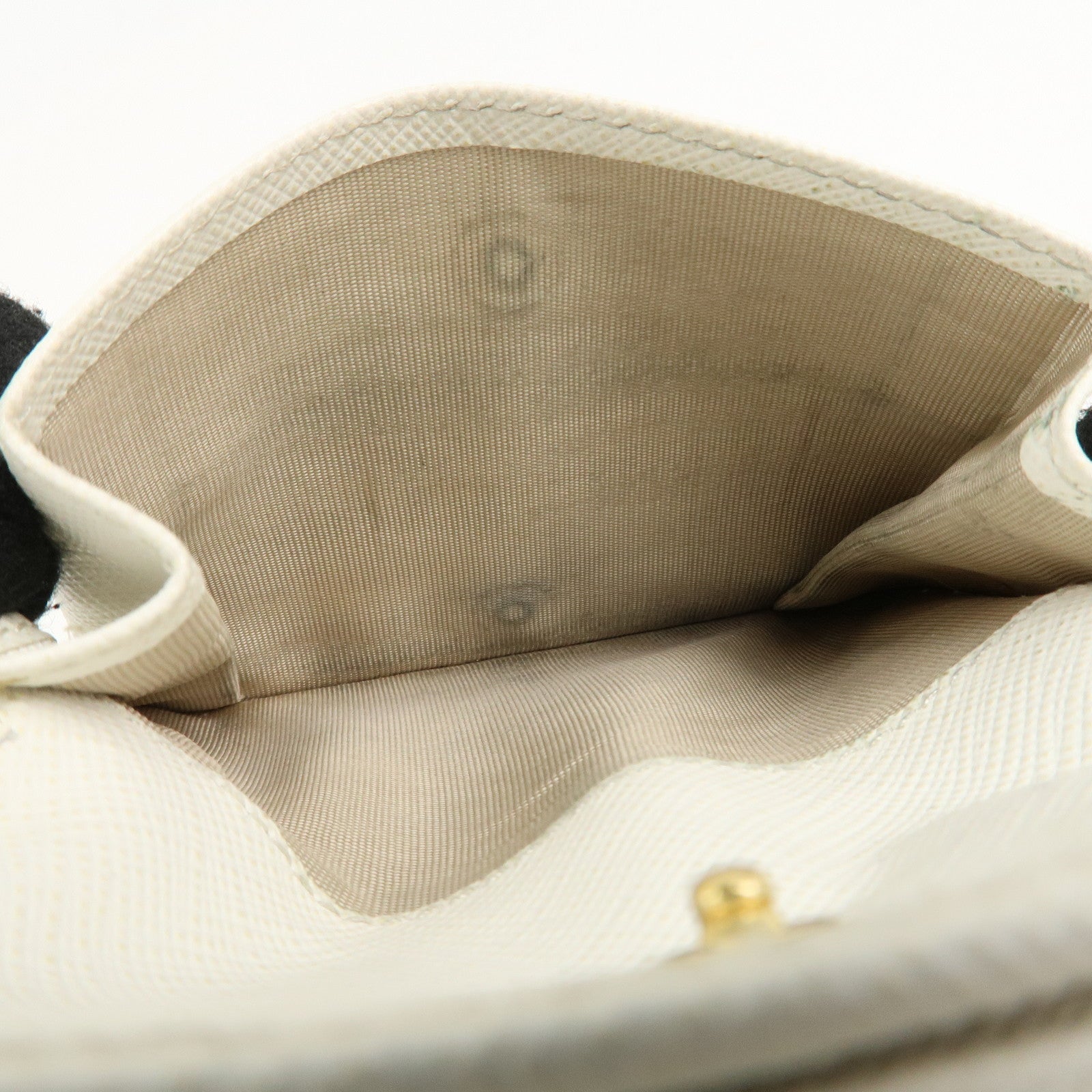 PRADA Logo Leather Lip Design Bi-Fold Wallet Ivory Used