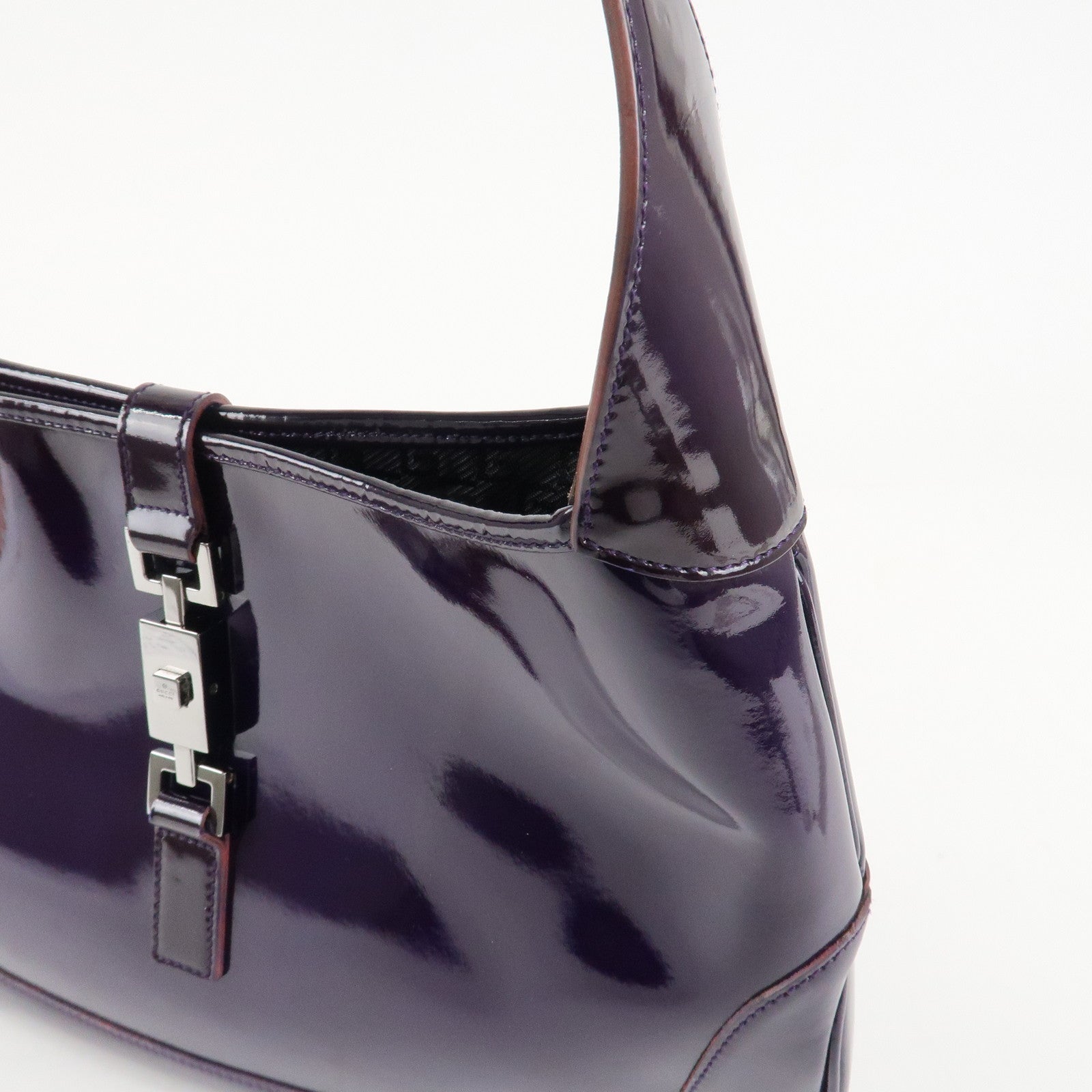 GUCCI Jackie Patent Leather Shoulder Bag Purple 001.3306 Used