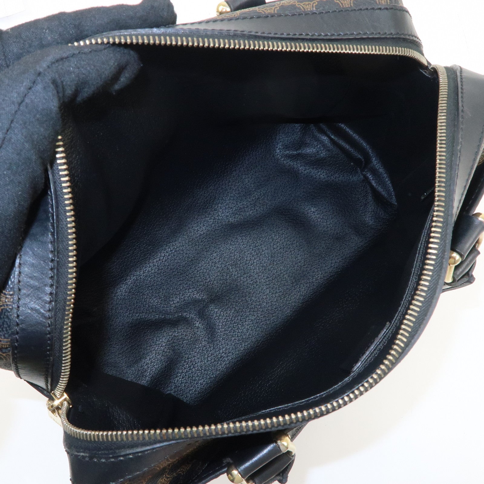 CELINE Macadam PVC Leather Boston Bag Hand Bag Brown Used