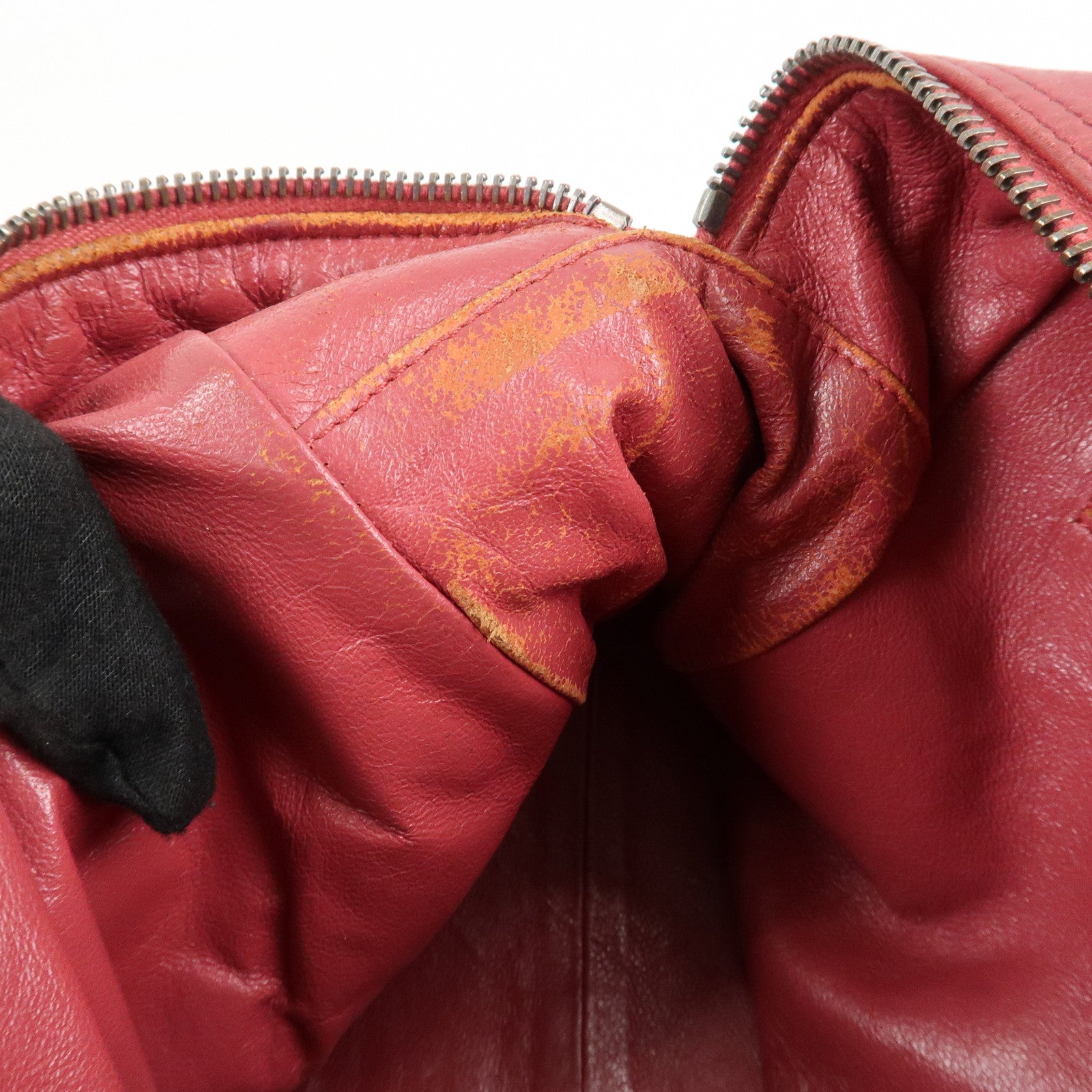 CHANEL Matelasse Caviar Skin Patent Boston Bag Hand Bag Red Used