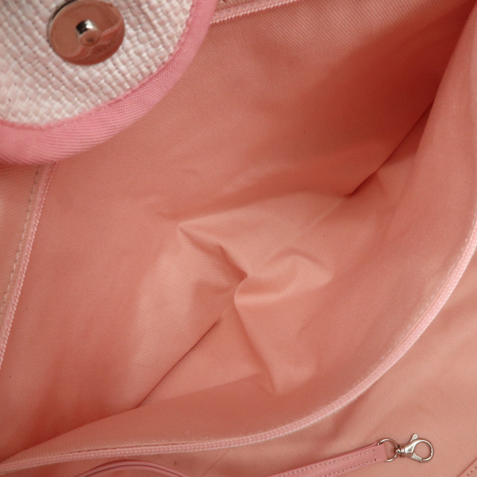 CHANEL Deauville Raffia Leather Chain Tote Bag GM Pink A66941 Used