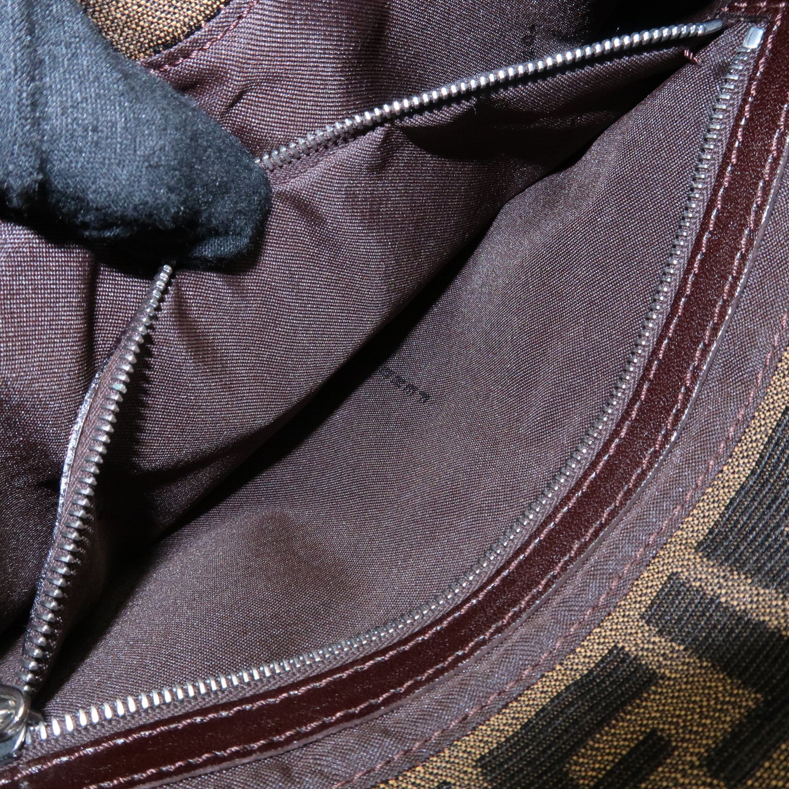 FENDI Mamma Baguette Zucca Canvas Shoulder Bag Brown Black 26424 Used