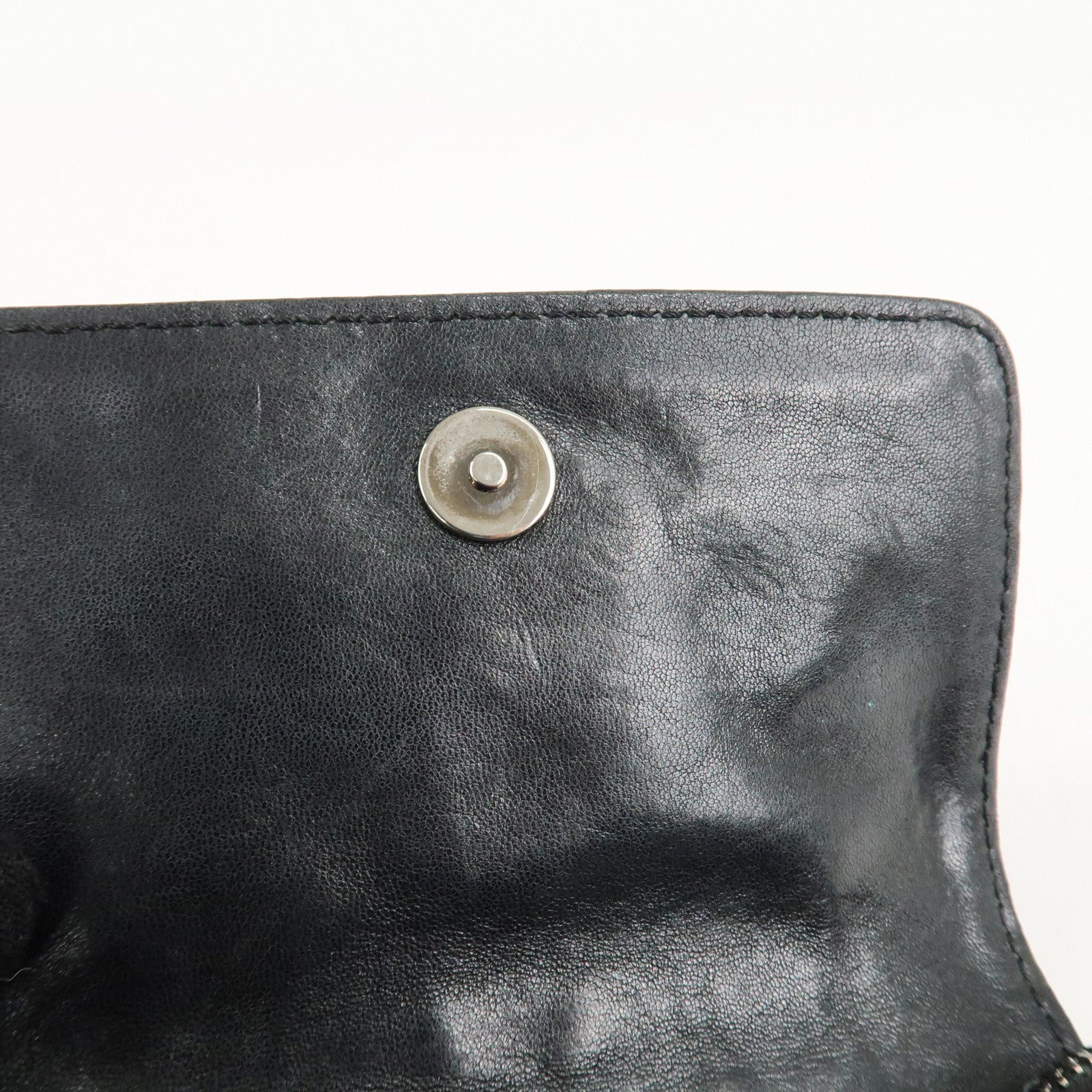 JIMMY CHOO Leather Chain Small Shoulder Bag Black Silver HDW Used