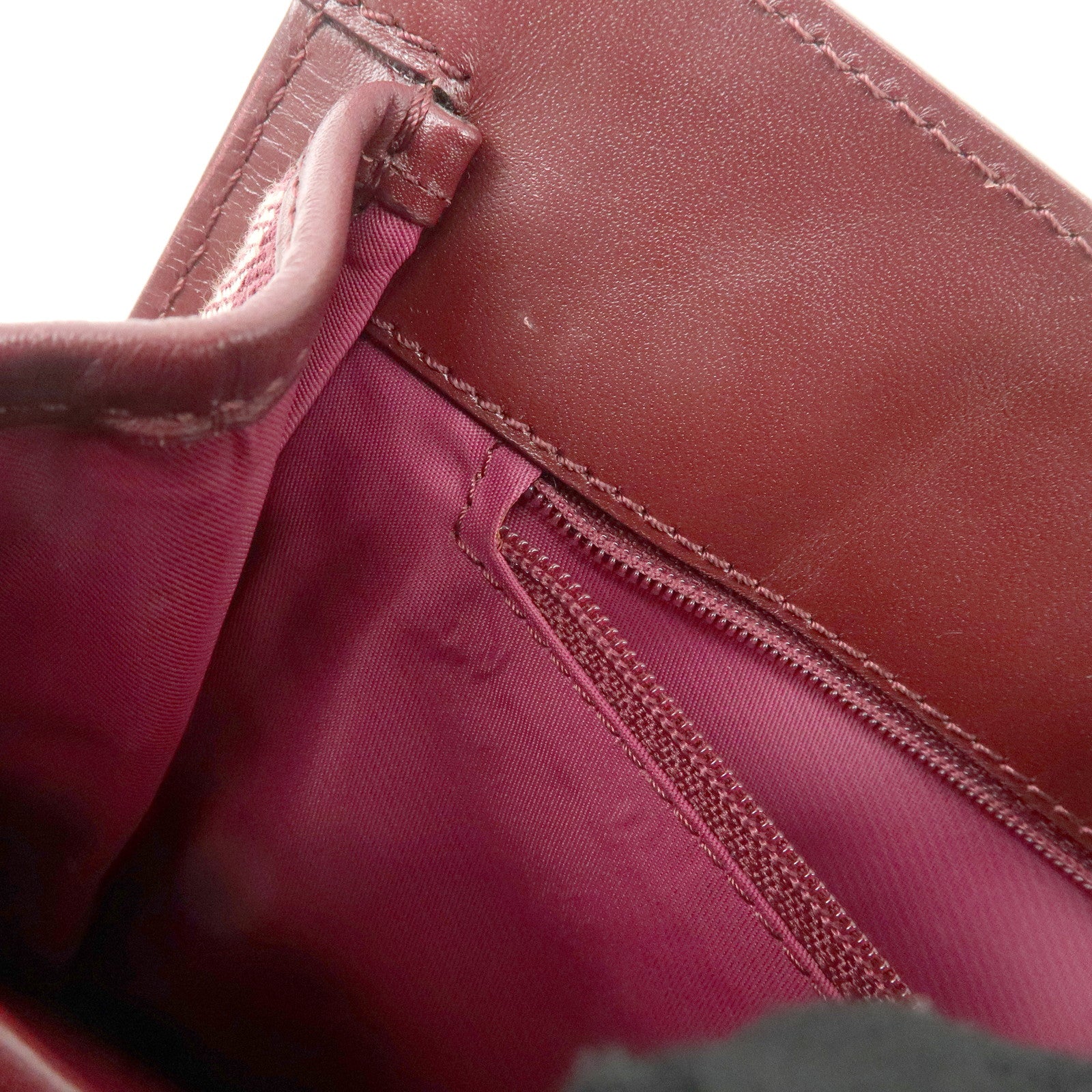 Christian Dior Trotter Canvas Leather Tote Bag Hand Bag Bordeaux Used