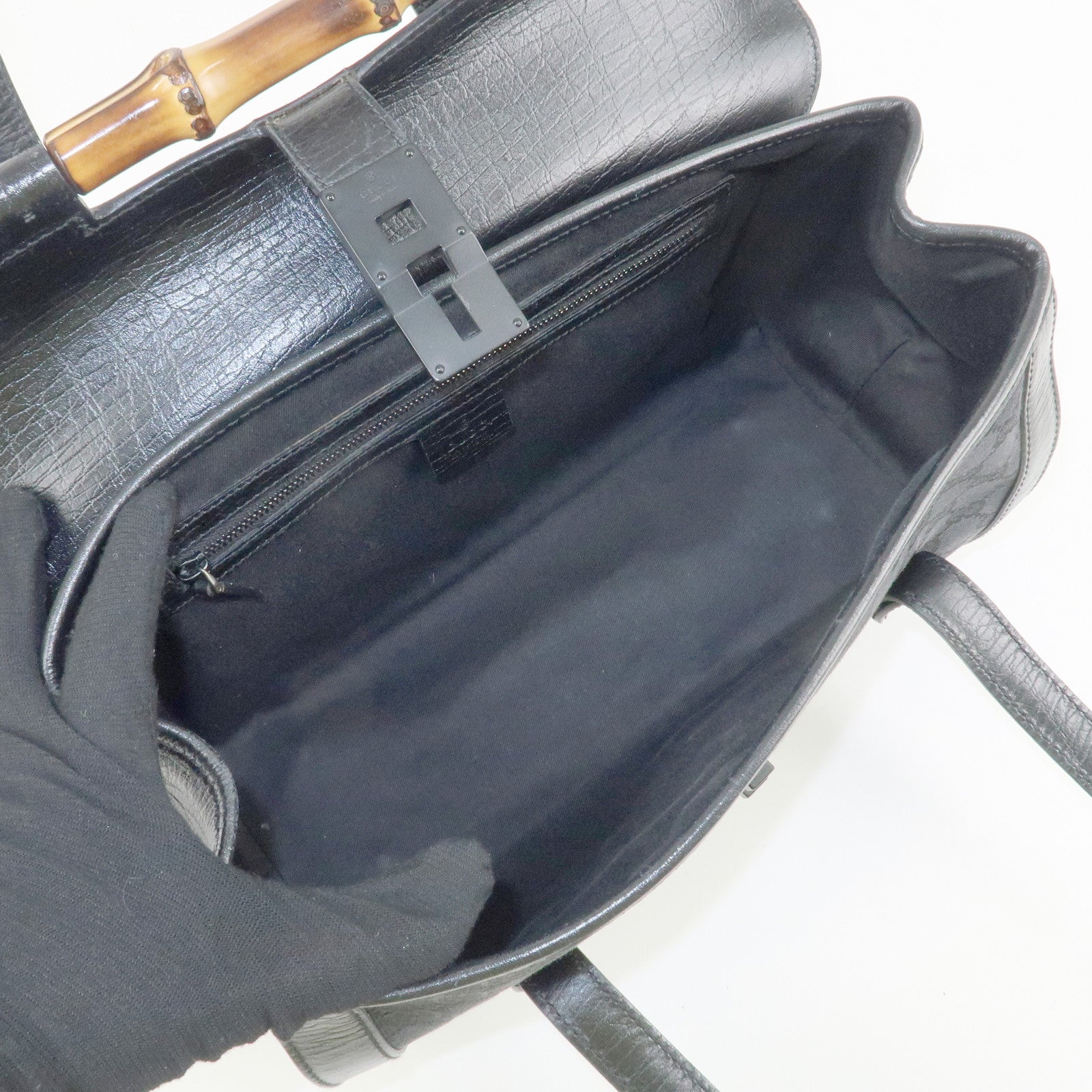 GUCCI Bamboo GG Canvas Leather Shoulder Bag 111713 Used