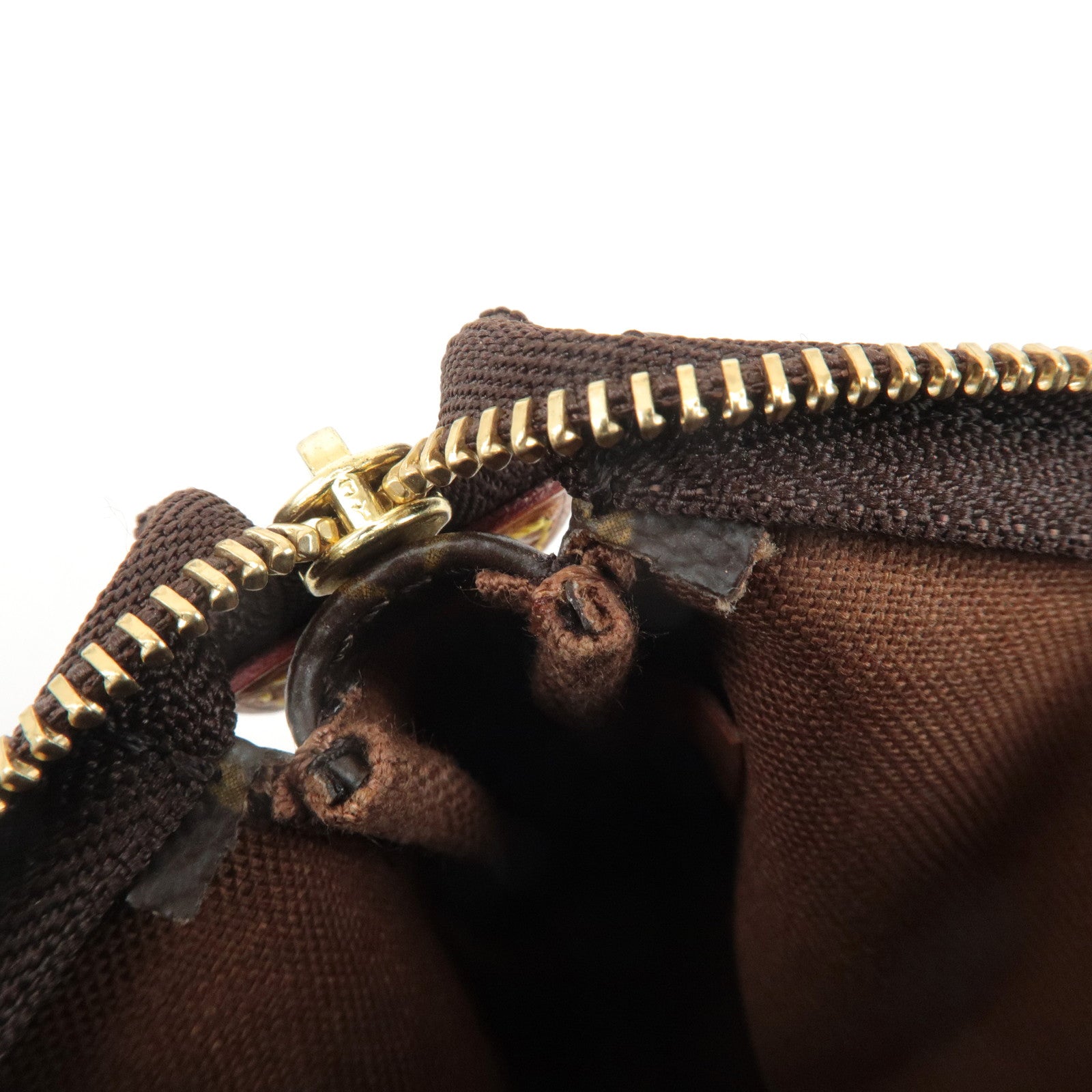 Louis Vuitton Bucket PM Pouch Hand Bag Brown Gold Hardware Used