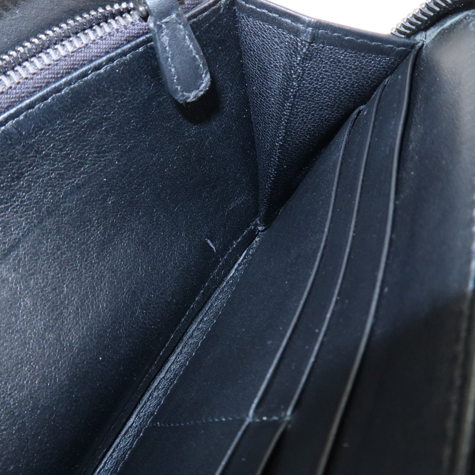 BOTTEGA VENETA Intrecciato Leather Zippy Around Long Wallet Black Used