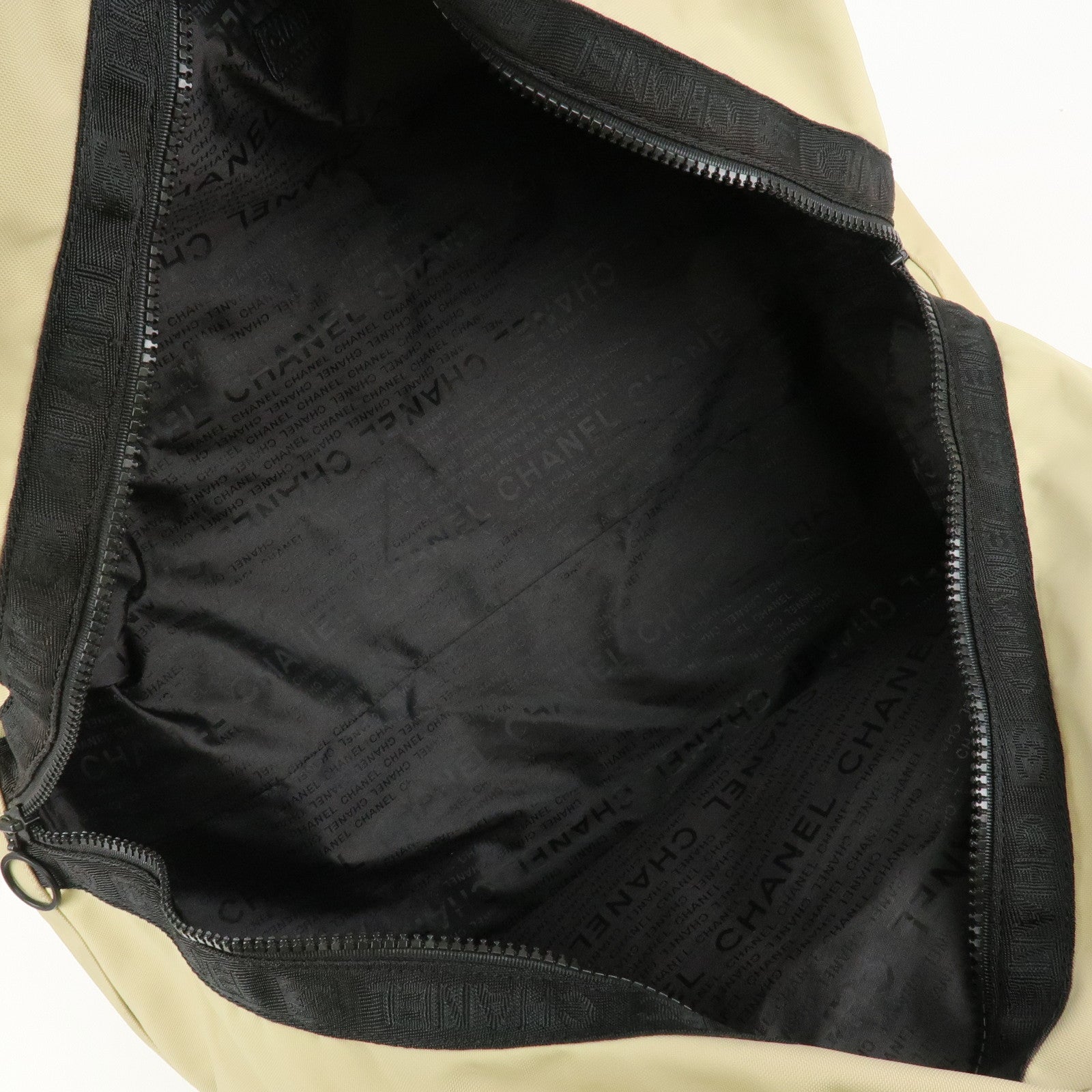 CHANEL Chanel Sport Nylon Boston Bag Beige Black A19977 Used