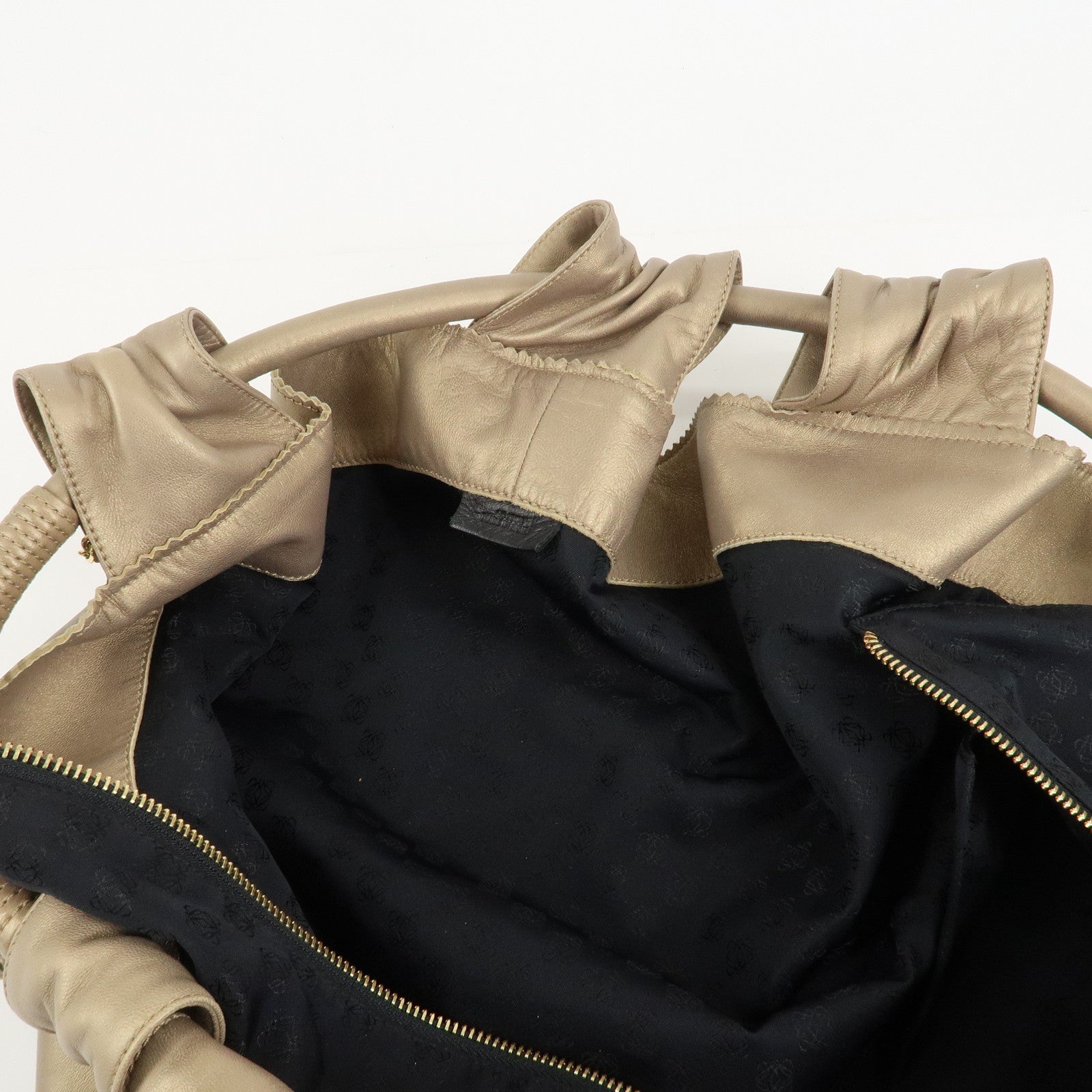 LOEWE Anagram Leather Nappa Aire Hand Bag Gold Used