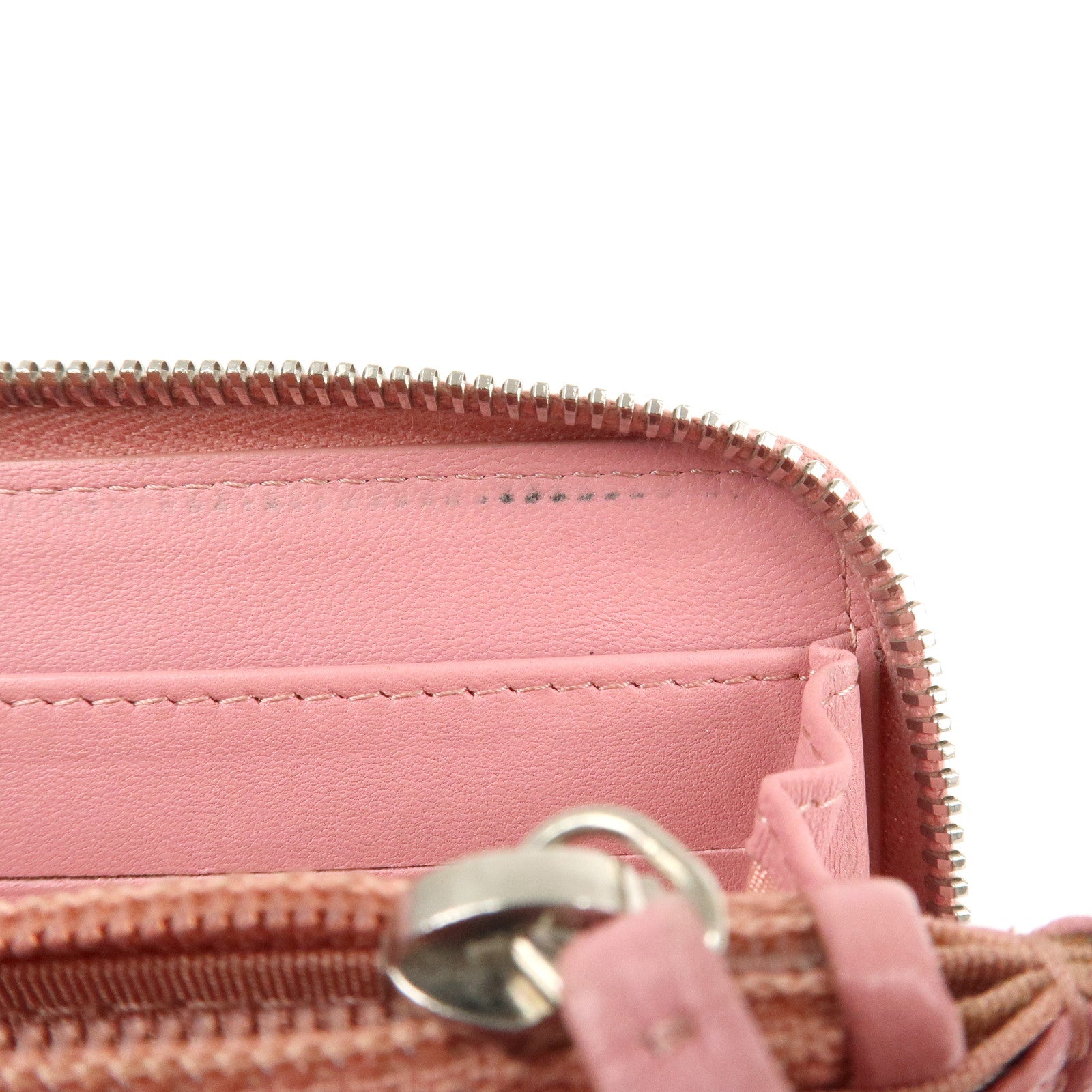 CHANEL Camellia Lamb Skin Long Zippy Wallet Pink A50085 Used