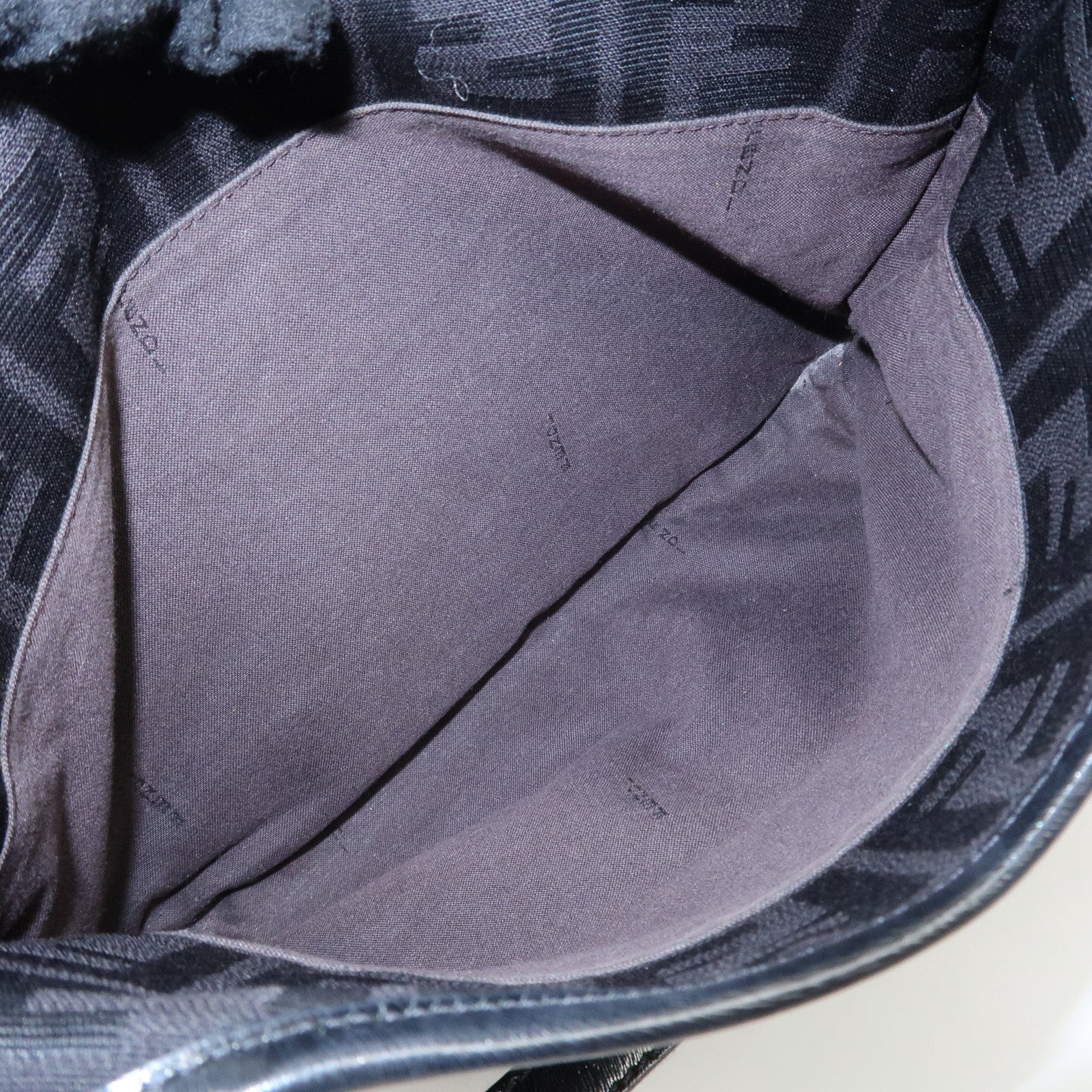 FENDI Zucca Canvas Leather Tote Bag Hand Bag Black 8BH156 Used