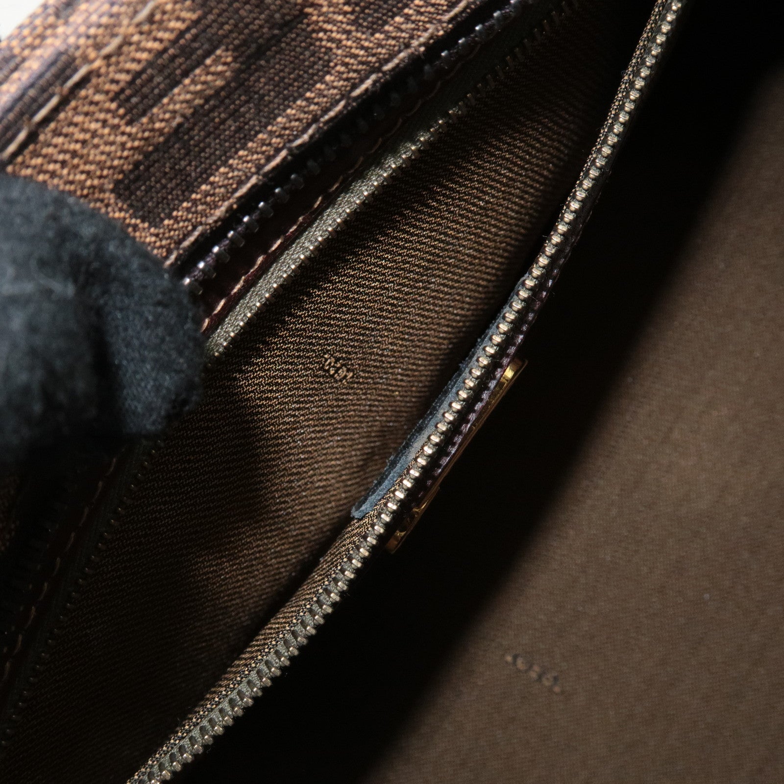 FENDI Zucca Canvas Leather Boston Bag Hand Bag Brown Black Used