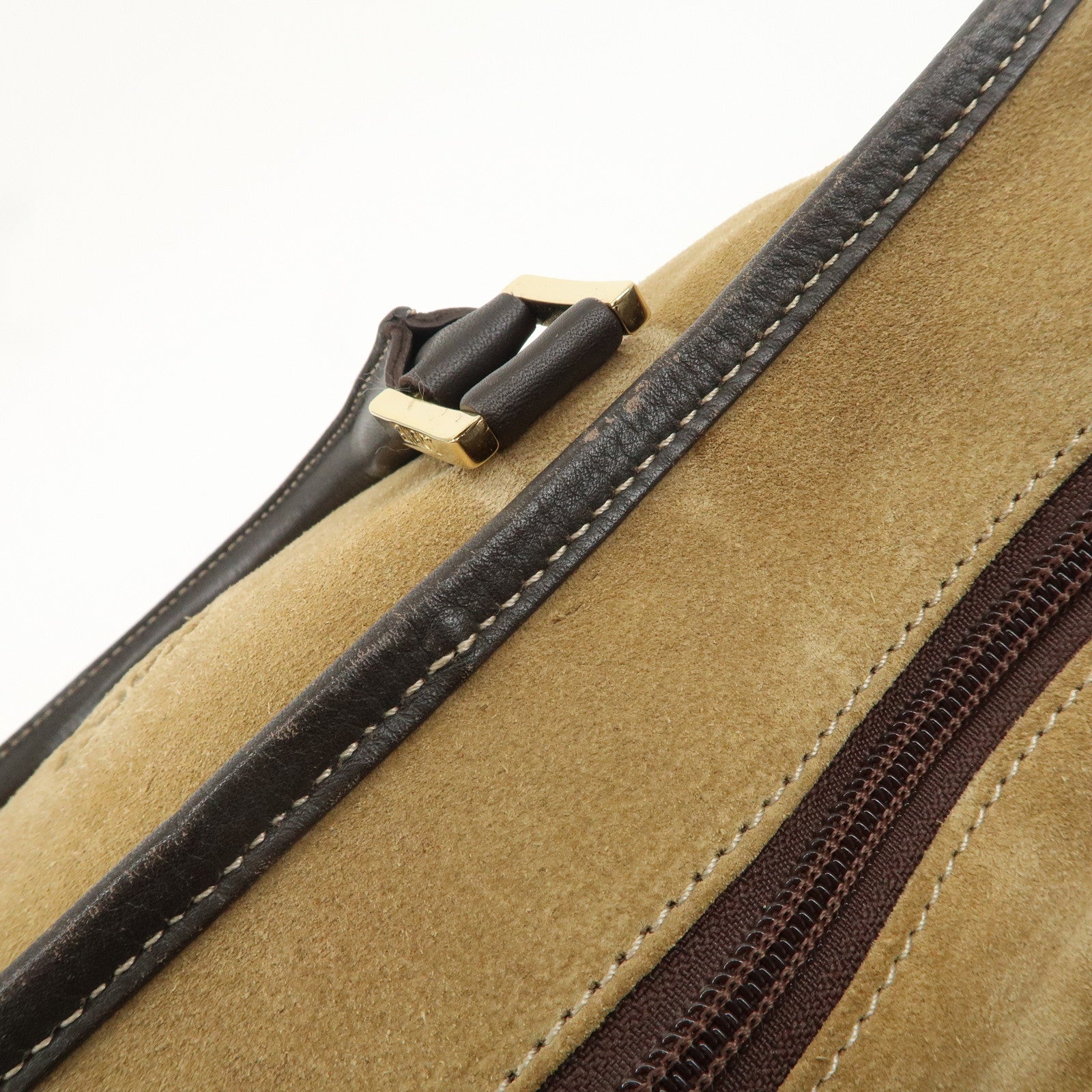 LOEWE Anagram Suede Leather Amazona 32 Hand Bag Beige Brown Used
