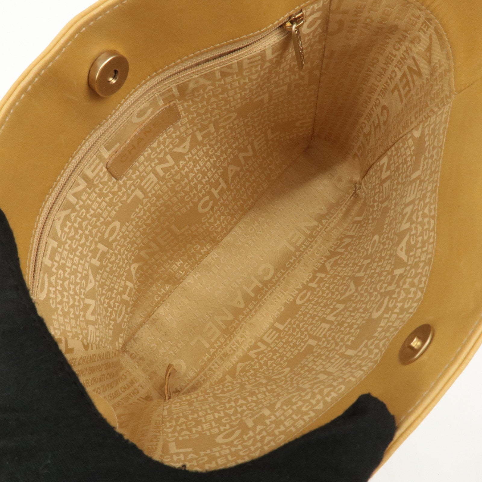 CHANEL Icon Line Leather COCO Mark Tote Bag Hand Bag Beige Used