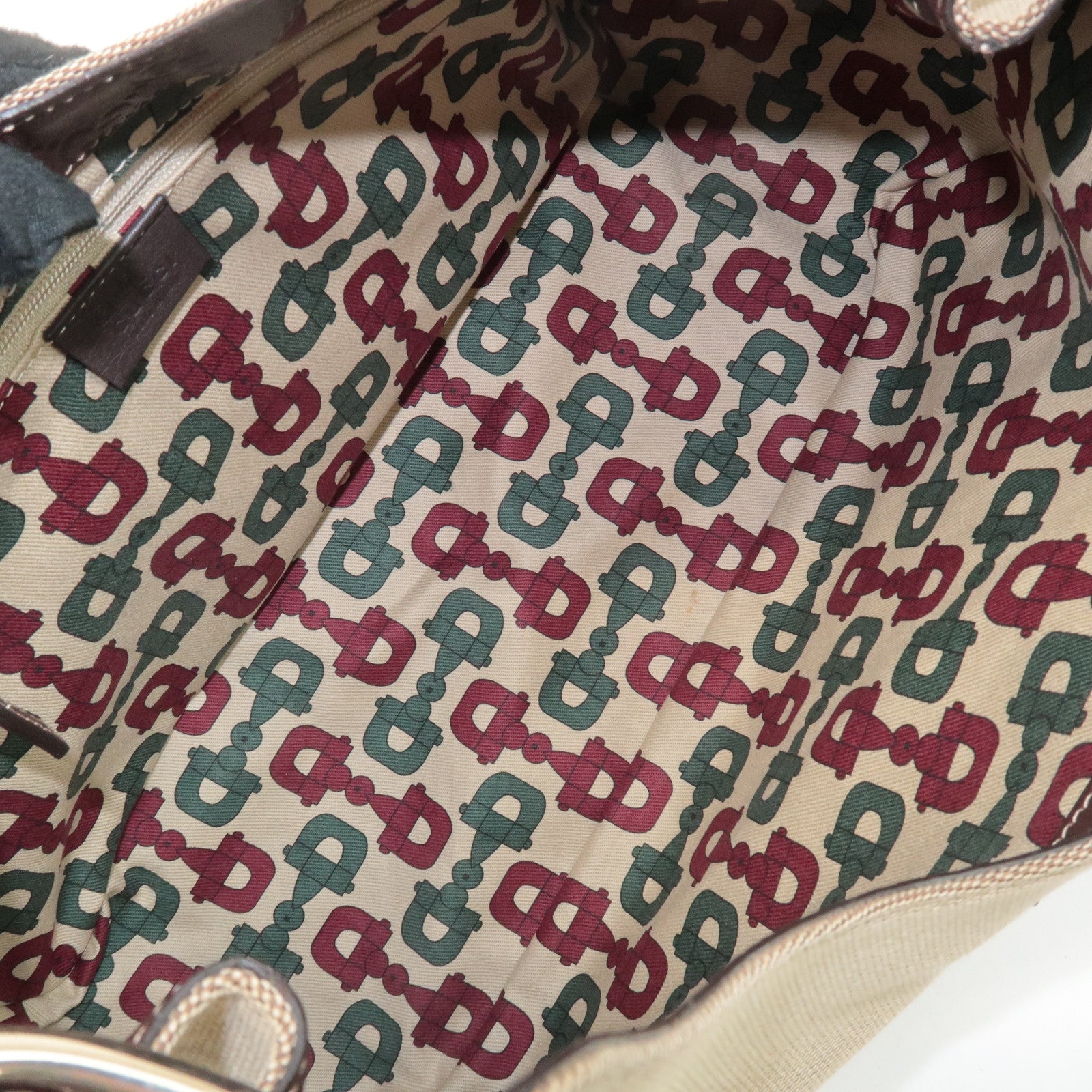 GUCCI Canvas Leather Shoulder Bag Beige Brown 257268 Used