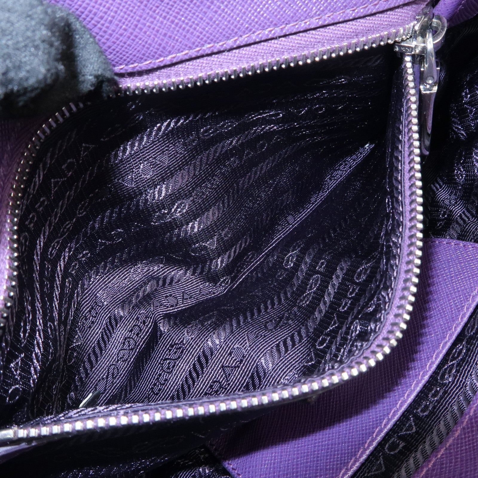 PRADA Nylon Leather Gathered Shoulder Bag Purple BR4609 Used