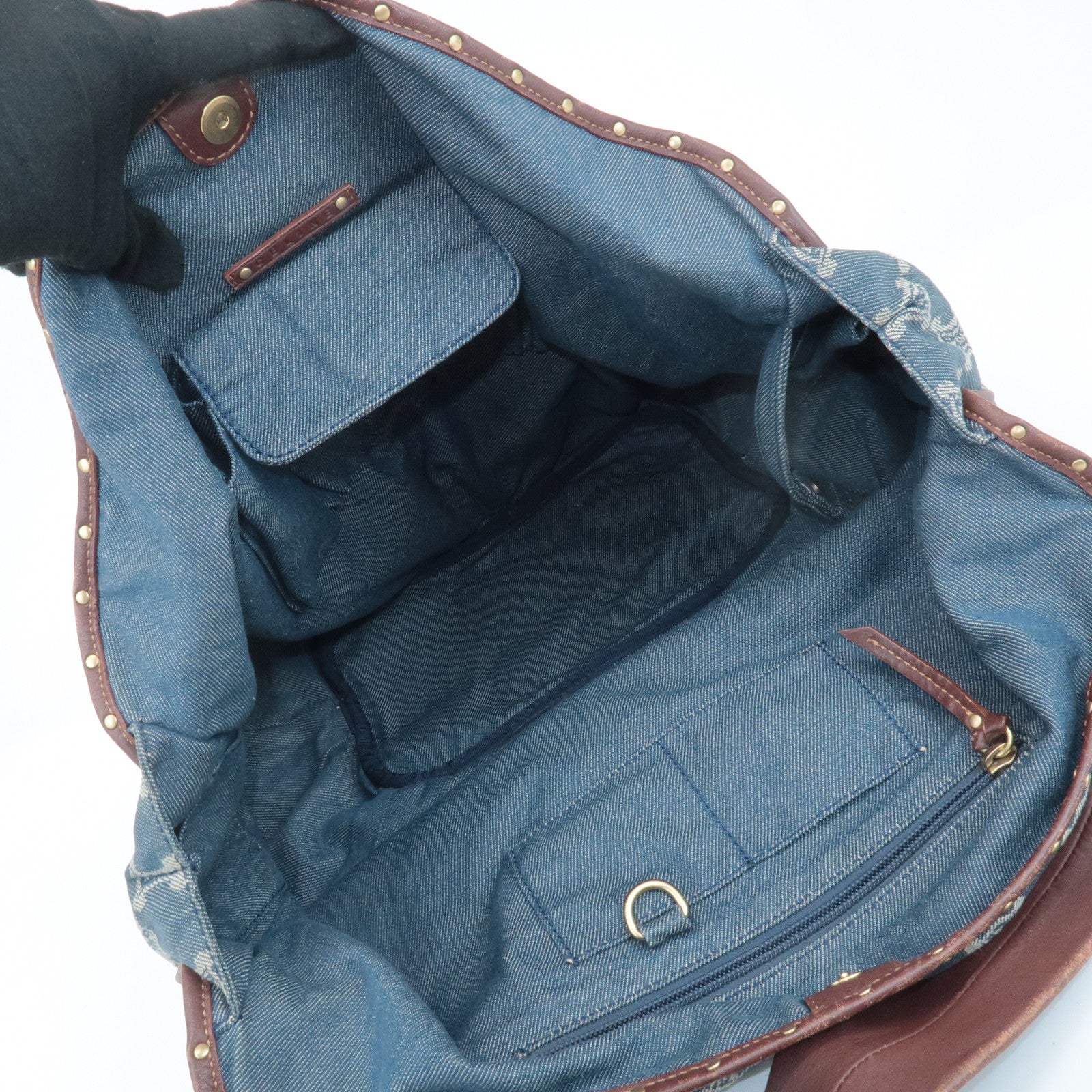 CELINE Macadam Denim Leather Bitter Sweet Shoulder Bag Used