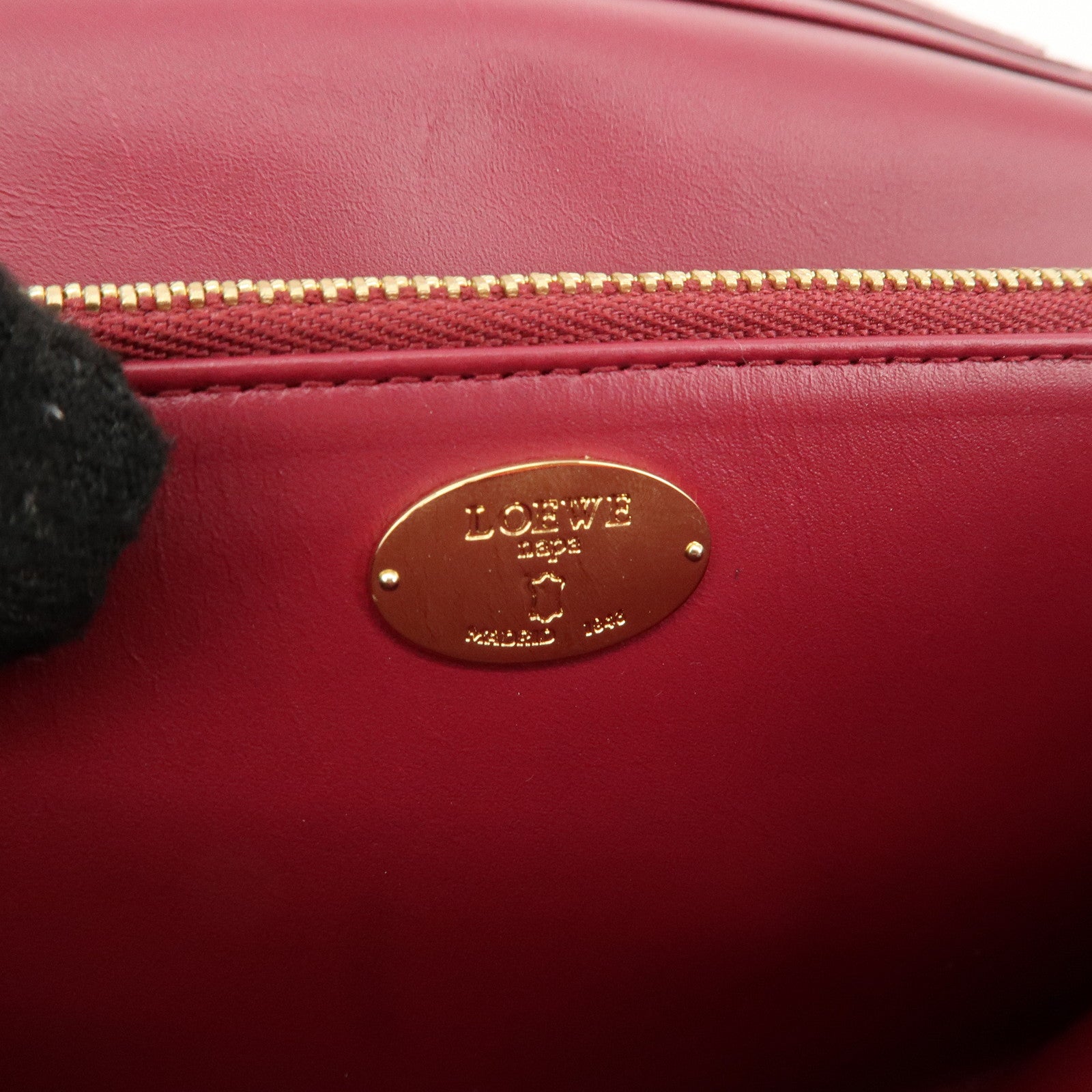 LOEWE Anagram Leather Bi-fold Pinking Long Wallet Red Used