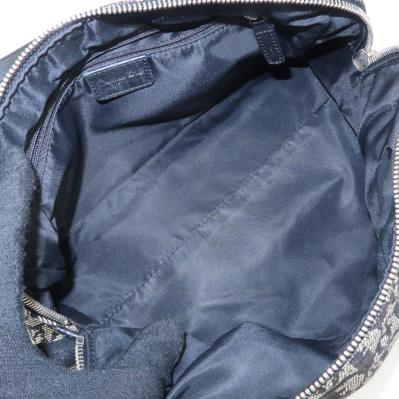 Christian Dior Trotter Canvas Leather Mini Boston Bag Navy Used