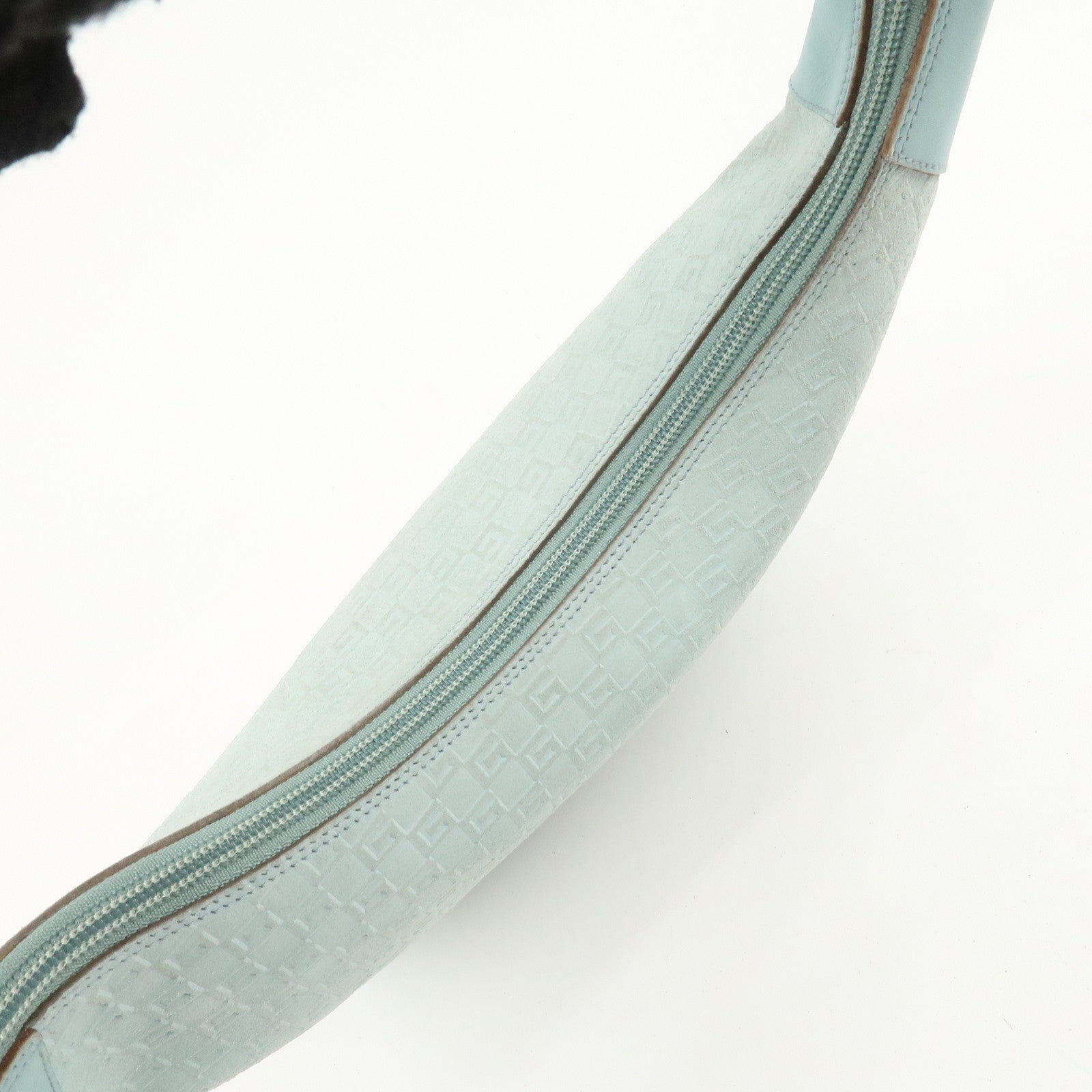GUCCI Suede Leather Shoulder Bag Hand Bag Light Blue 001.4158 Used