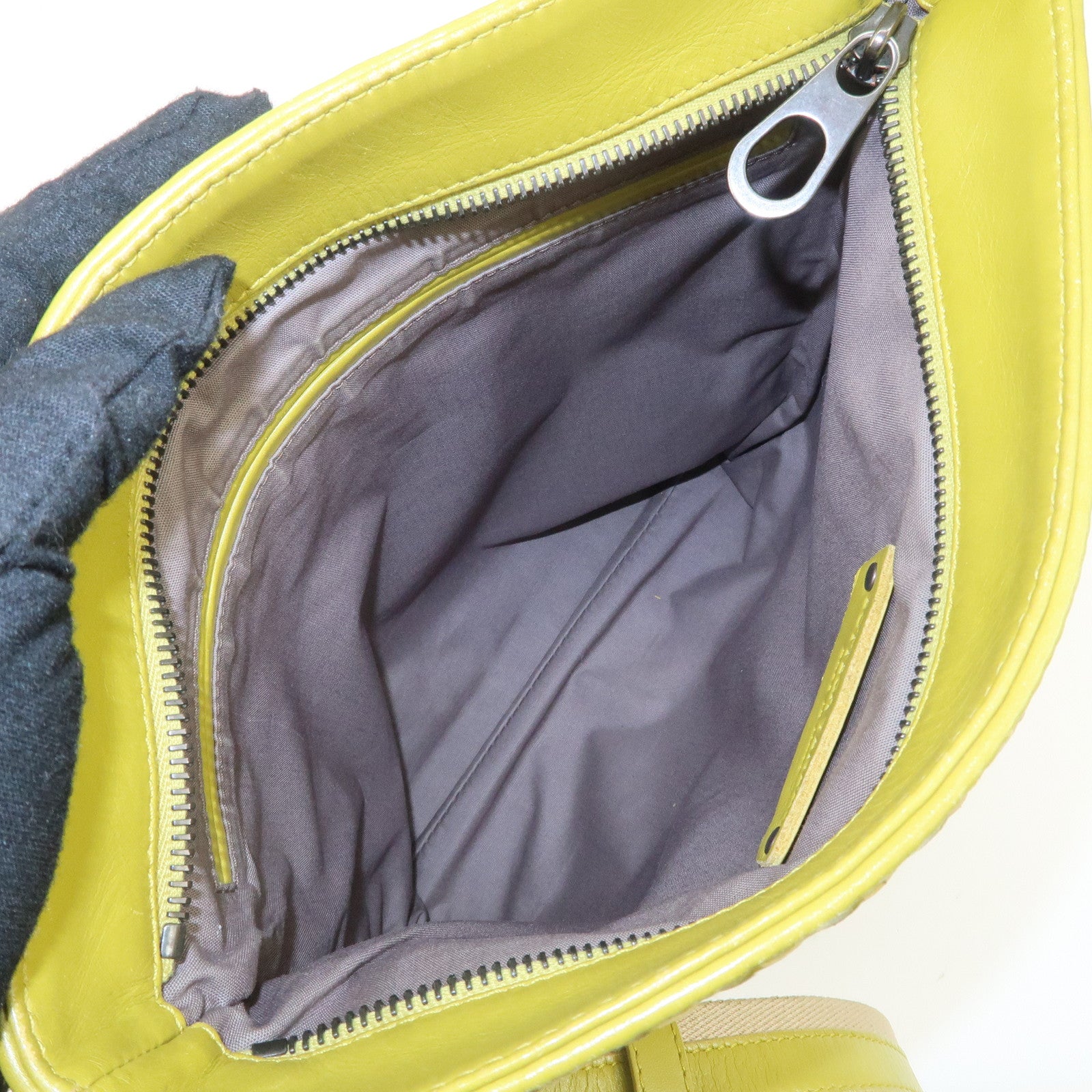 BOTTEGA VENETA Intrecciato Leather Shoulder Bag Yellow Used