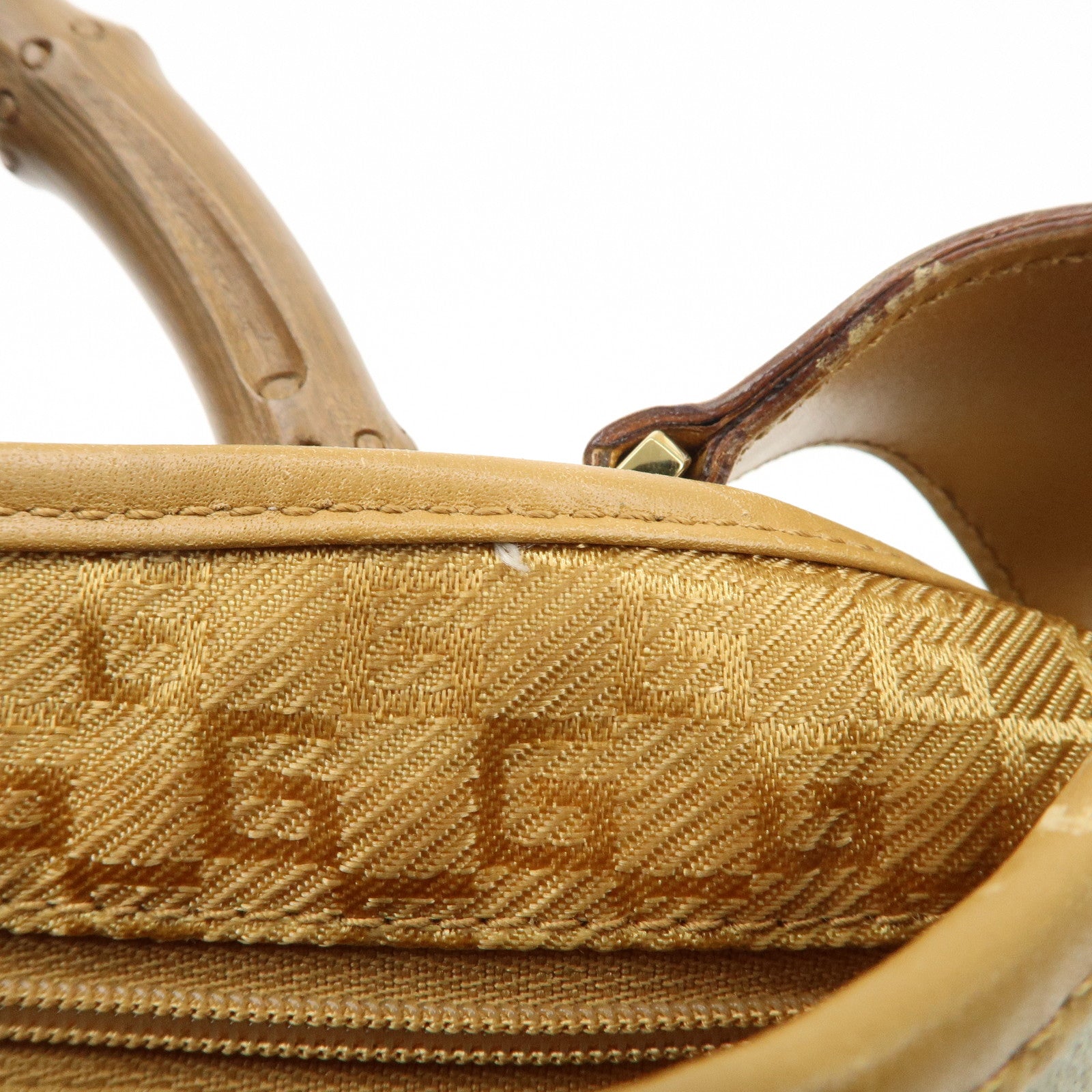 GUCCI Bamboo Suede Leather Shoulder Bag Gray Brown 001.4060 Used