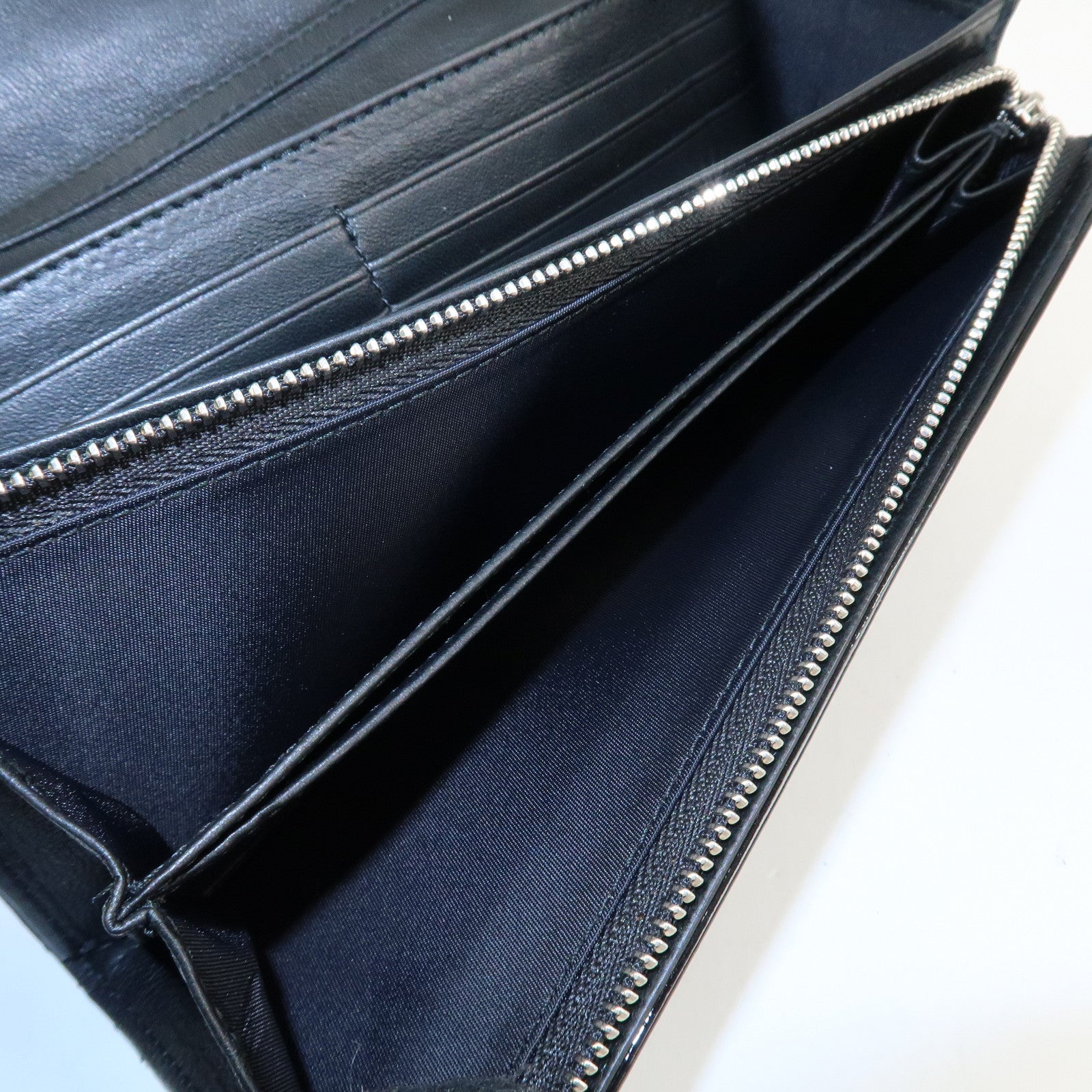 Christian Dior New Lock Cannage Patent Leather Chain Long Wallet Used