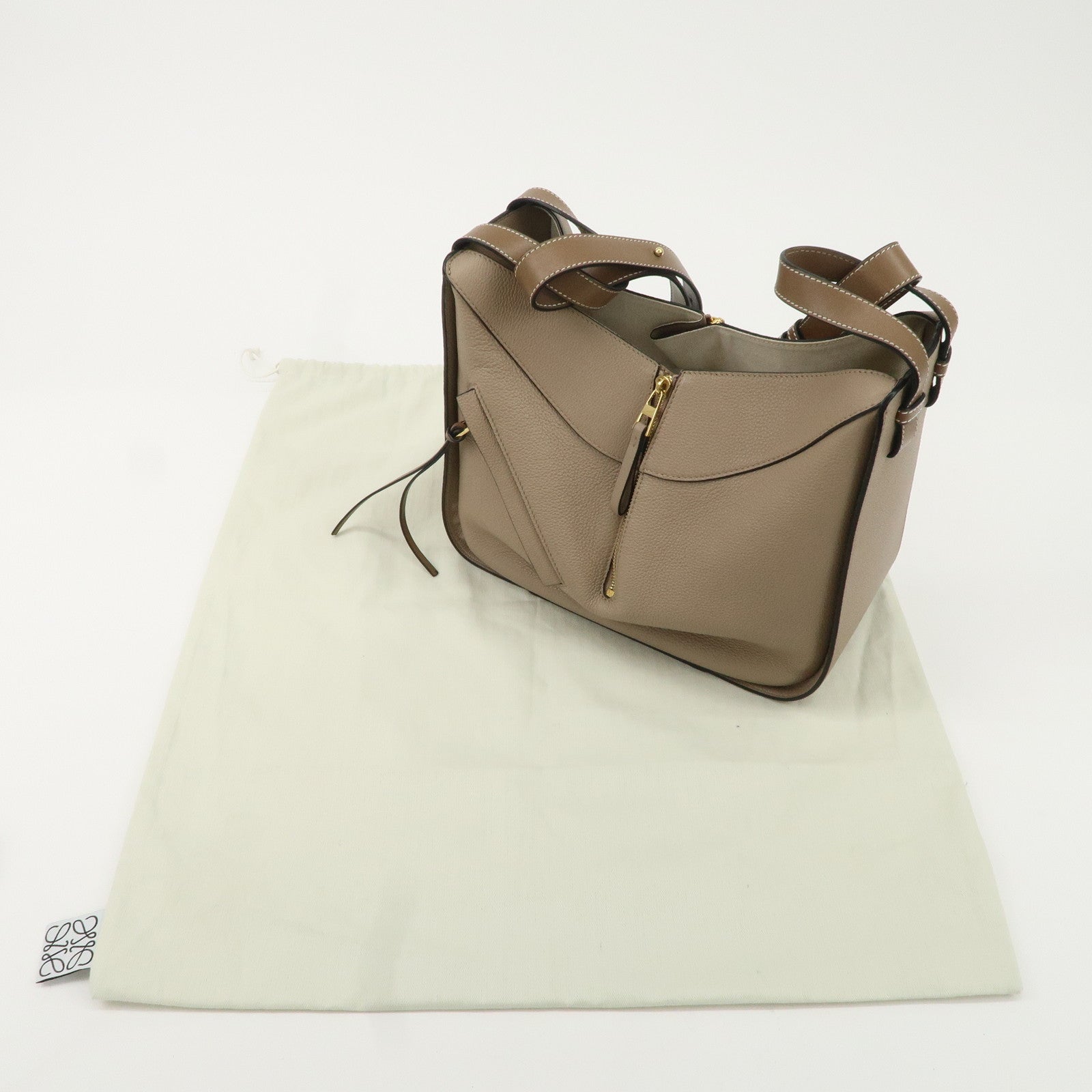 LOEWE Leather Hammock Small Shoudler Bag Beige 314.12BZ95 Used