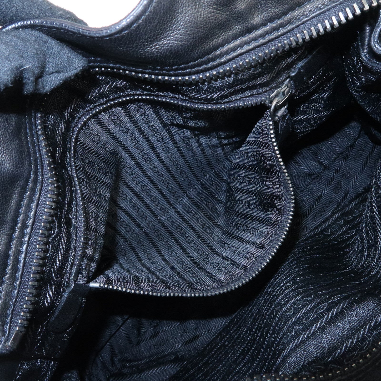 PRADA Leather Tote Bag Black Used