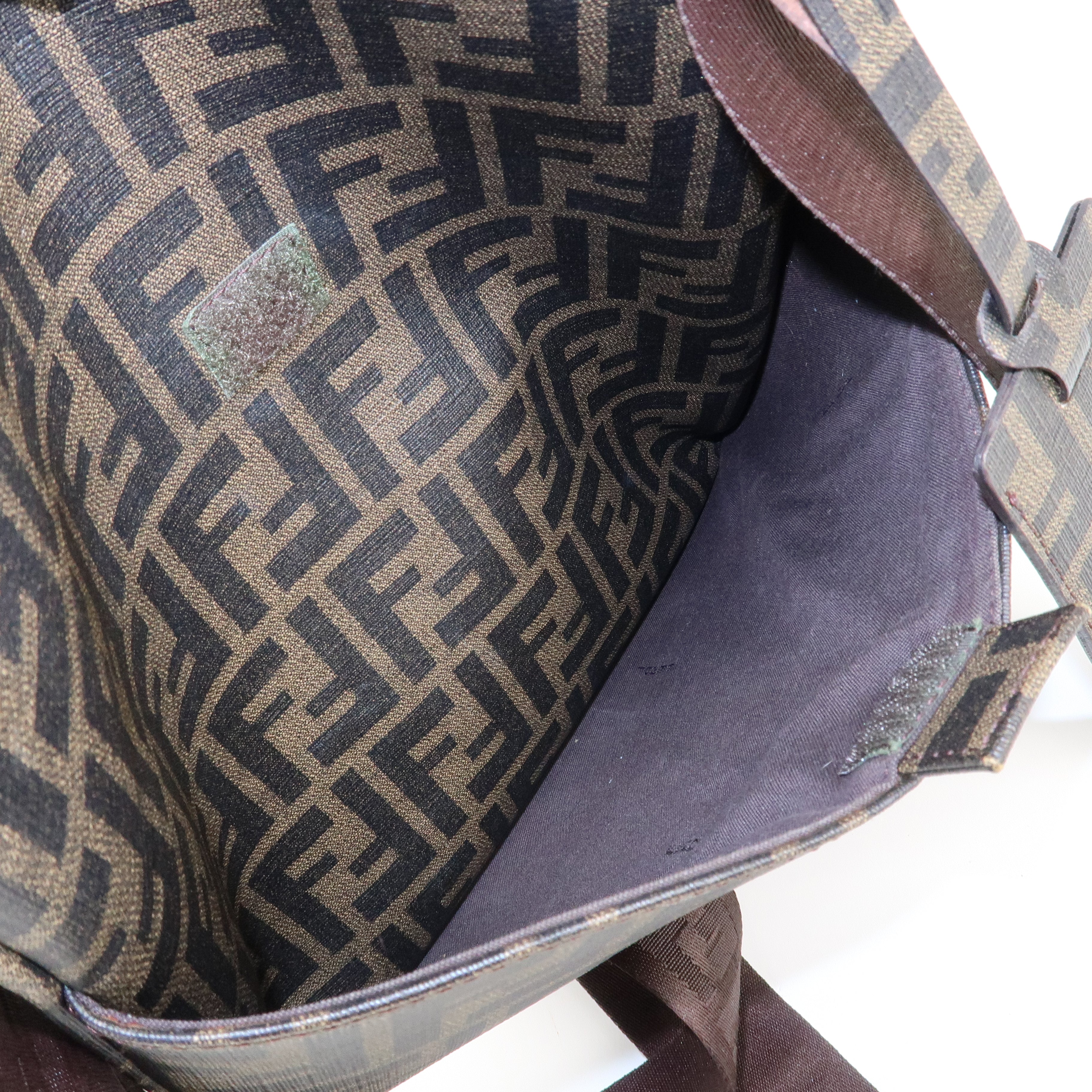 FENDI Zucca Print PVC Shoulder Bag Khaki Black 7VA207 Used