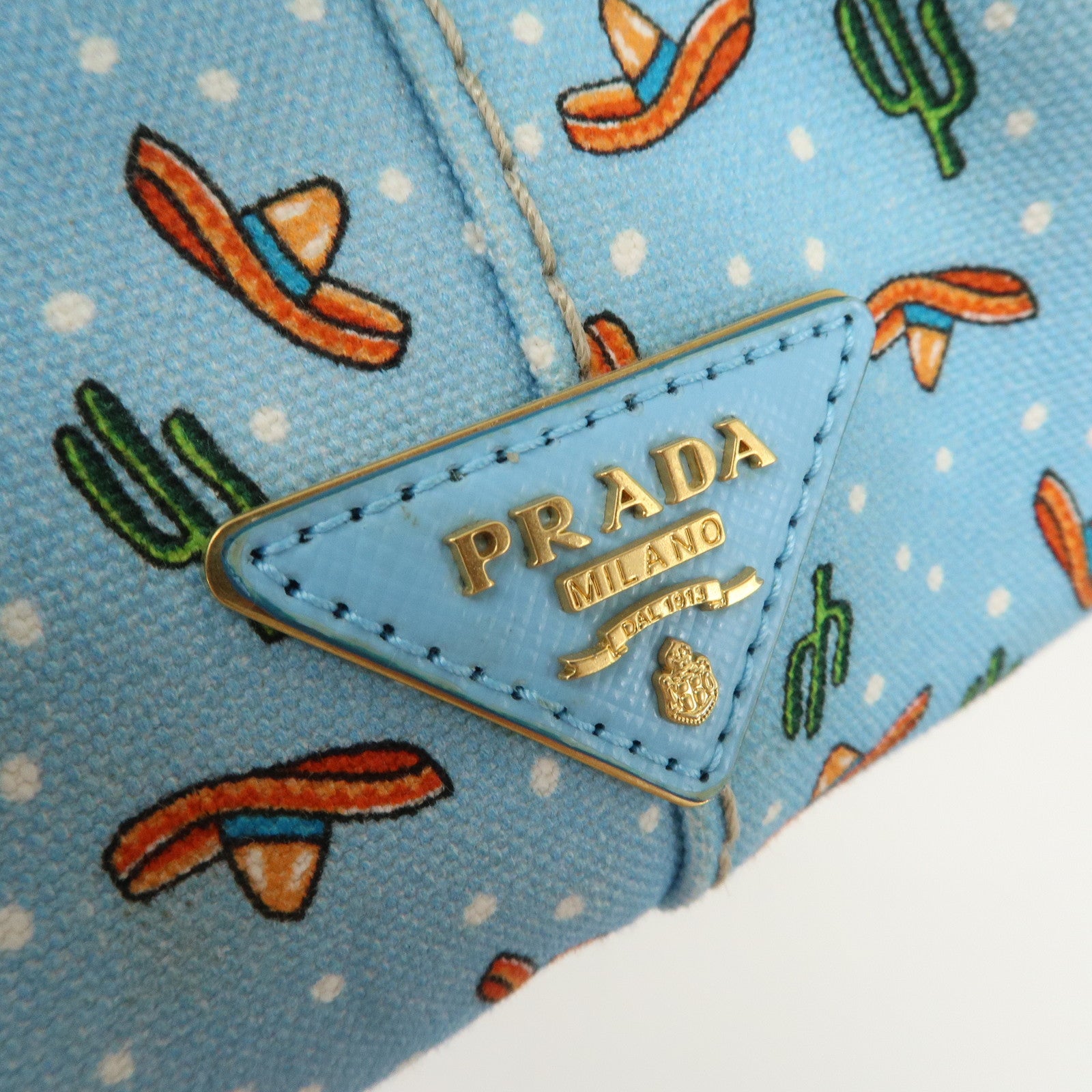 PRADA Canapa Mini Canvas 2Way Bag Light Blue 1BG439 Used