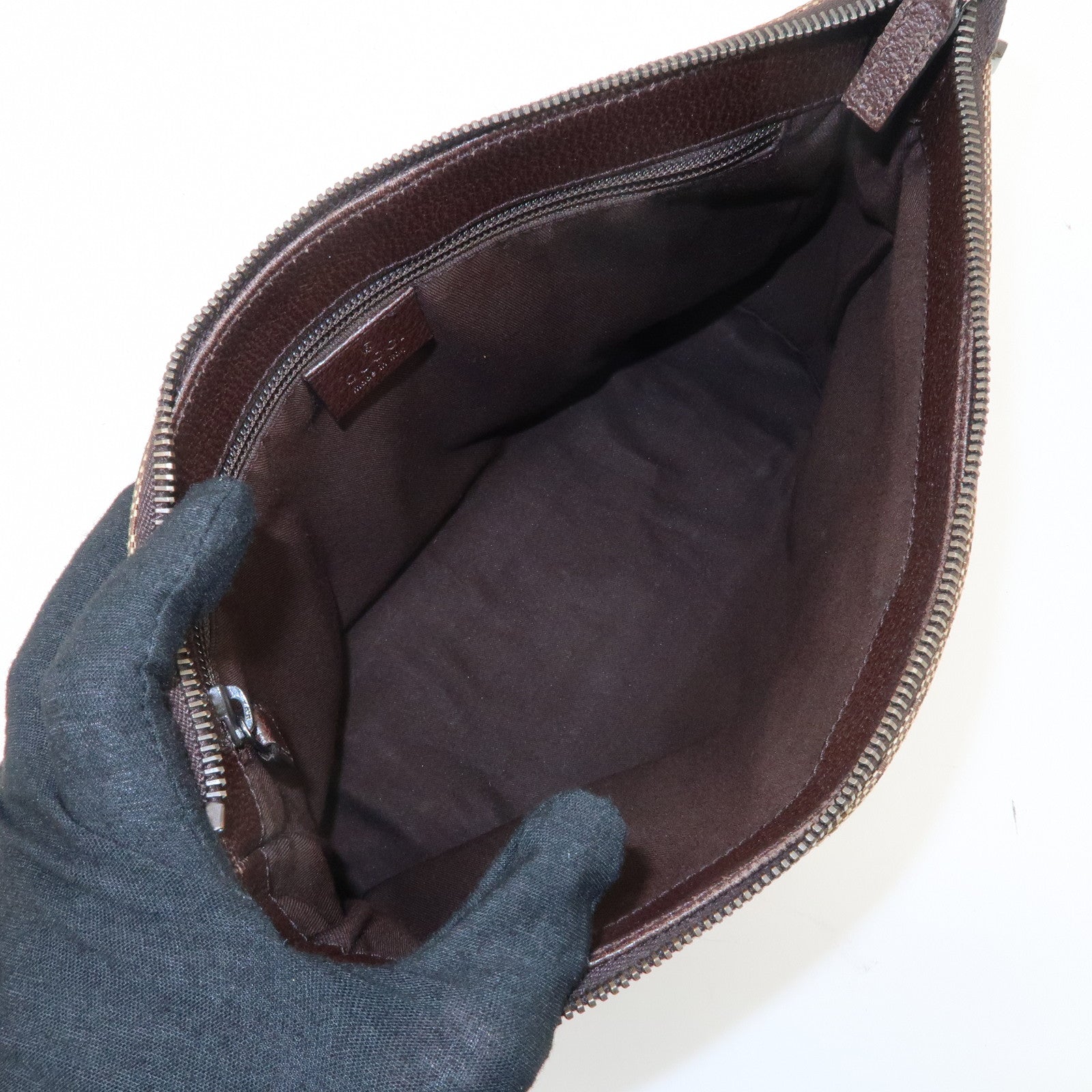 GUCCI GG Canvas Leather Shoulder Bag Beige Brown 114273 Used